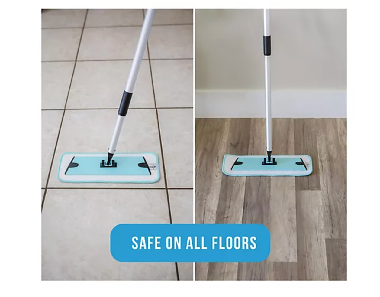 Don Aslett 12″ Aluminum Mop with 2 Microfiber Mop Pads Aqua