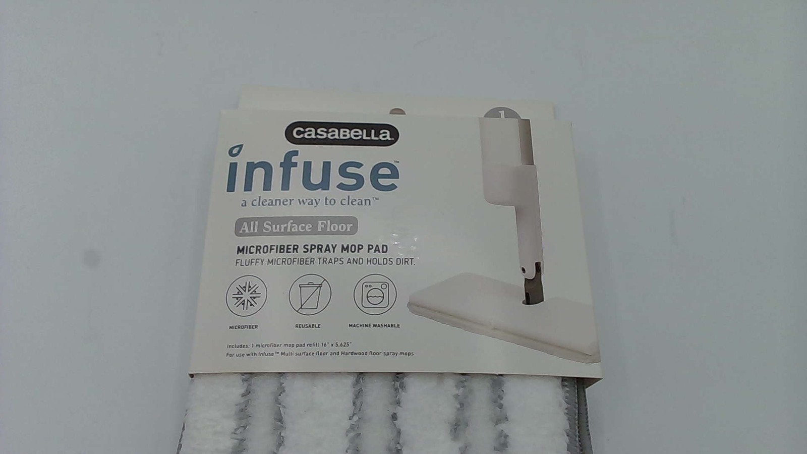 Casabella Infuse Microfiber Spray Mop Pad, Reusable And Machine Washable