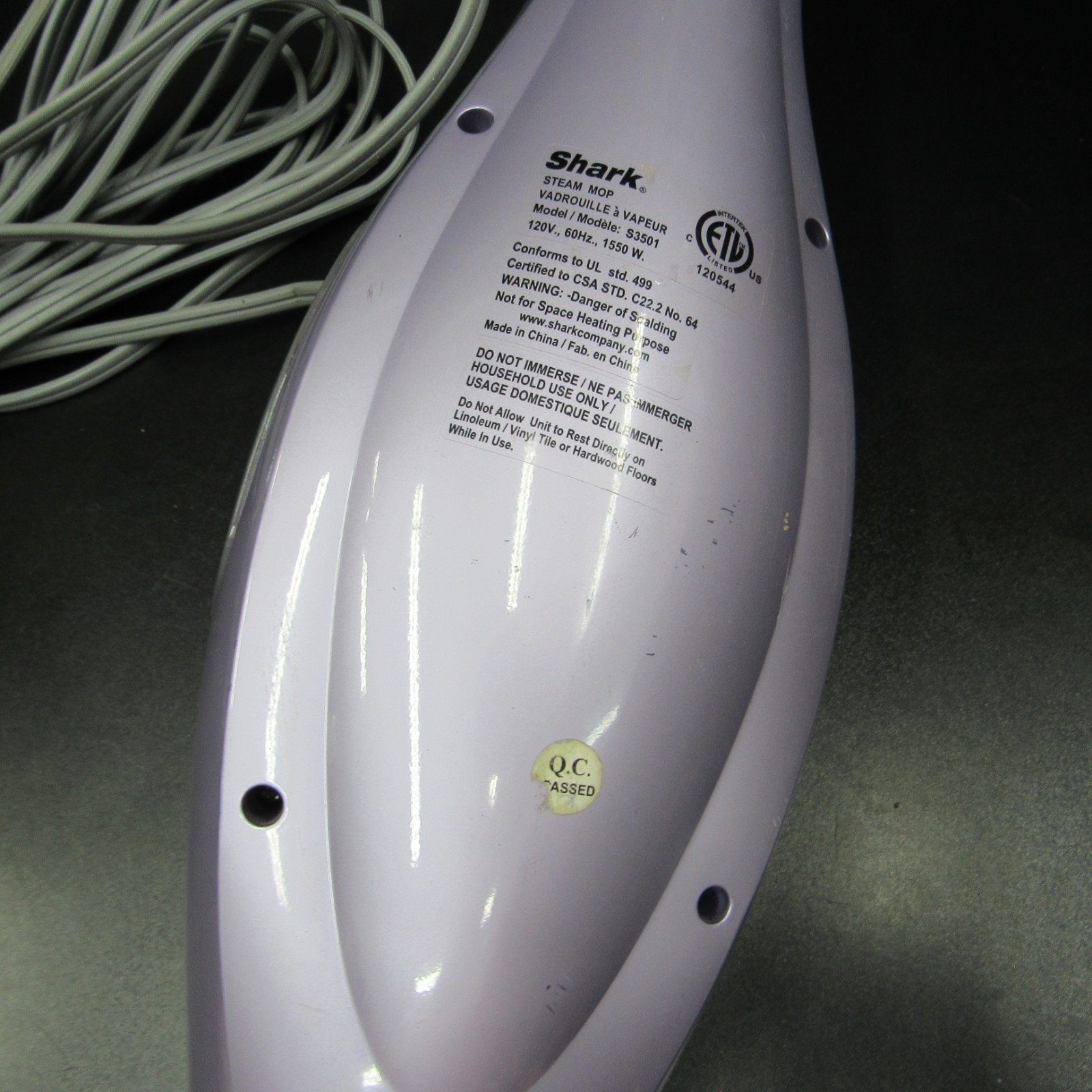 Shark Steam Mop S3501 Base Motor Power Cord Purple