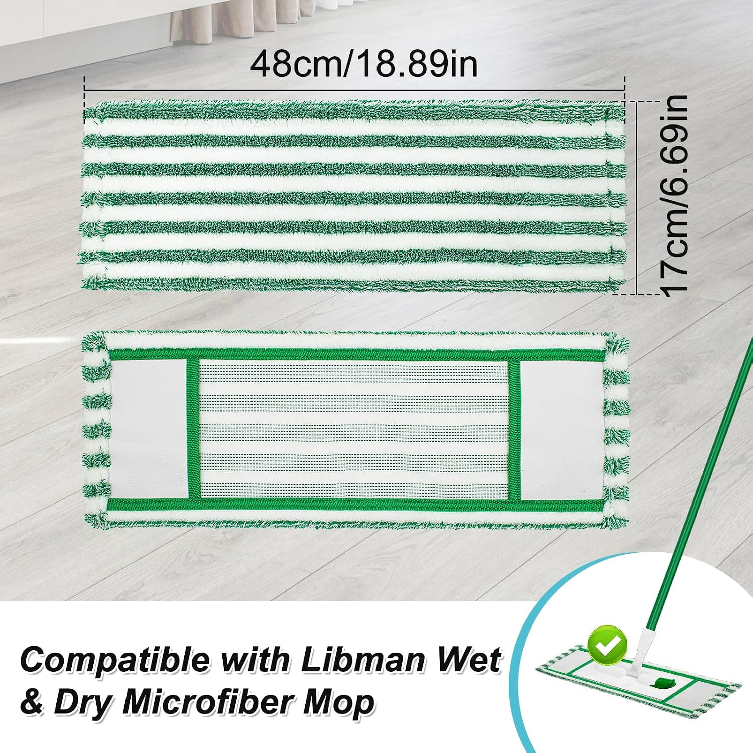 Microfiber Mop Refills Compatible with Libman Wet & Dry Microfiber Mop | 2 Pack