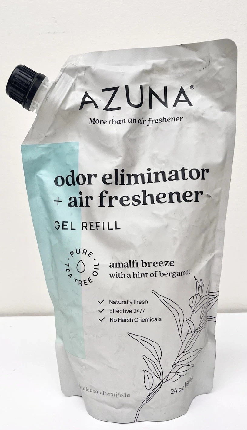 Azuna Odor Eliminator Air Freshener Gel Refill Amalfi Breeze Tea Tree Oil 24oz