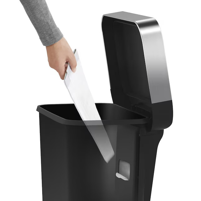 simplehuman 45 Liter Rectangular Step Can Soft Close Lid Black Plastic New (74 k
