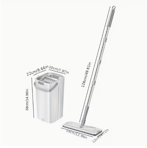 Flat Mop & Bucket Set, Wet & Dry Floor Cleaner for Home Cleaning