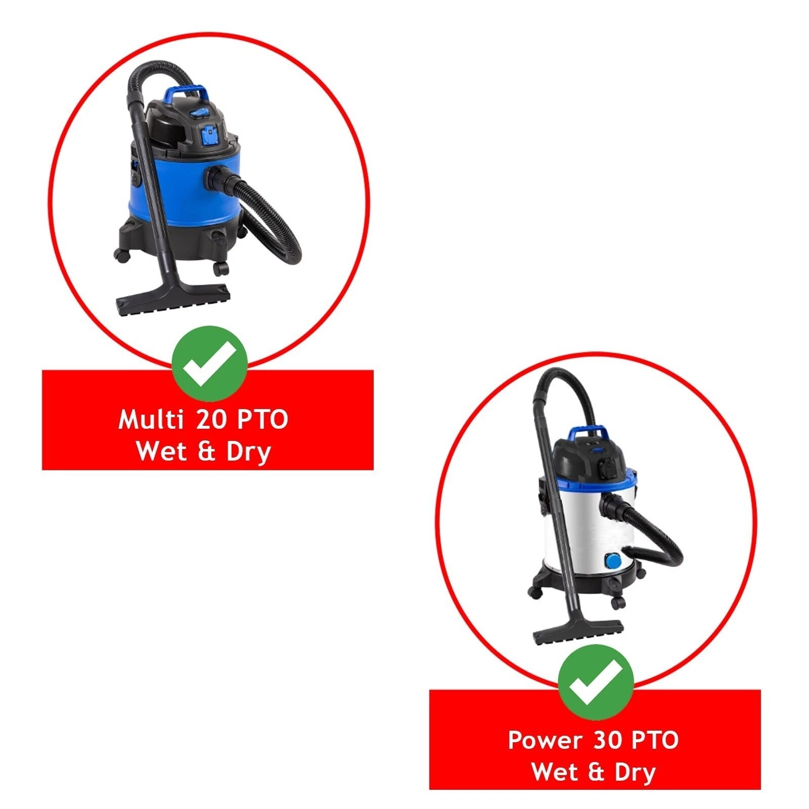 Multi 20 Power 30 PTO Plastic Hose Wet & Dry Vacuum Cleaner