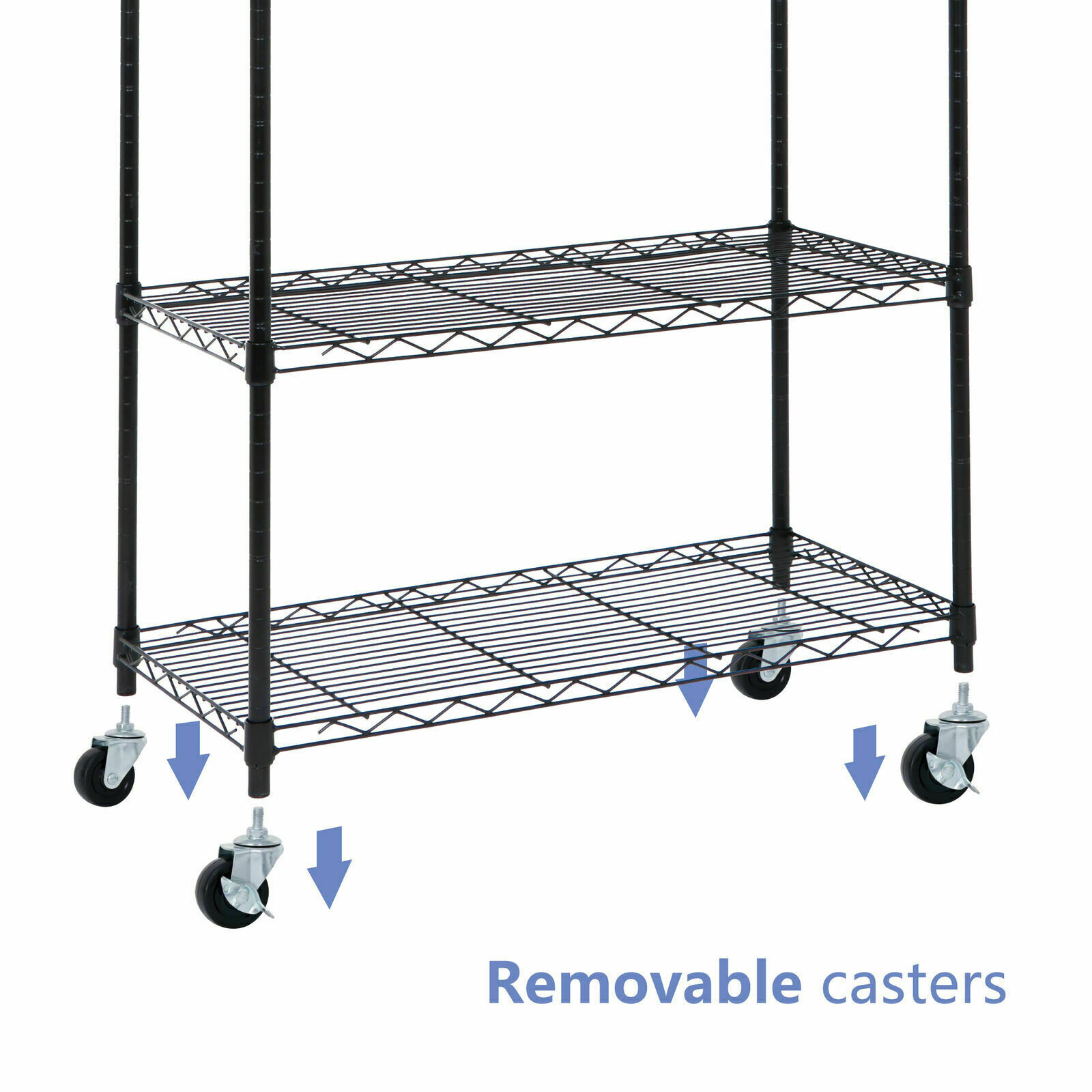 2PCS 5 Tiers Shelves Wire Unit Rack Shelving Storage Rolling with 4 Casters
