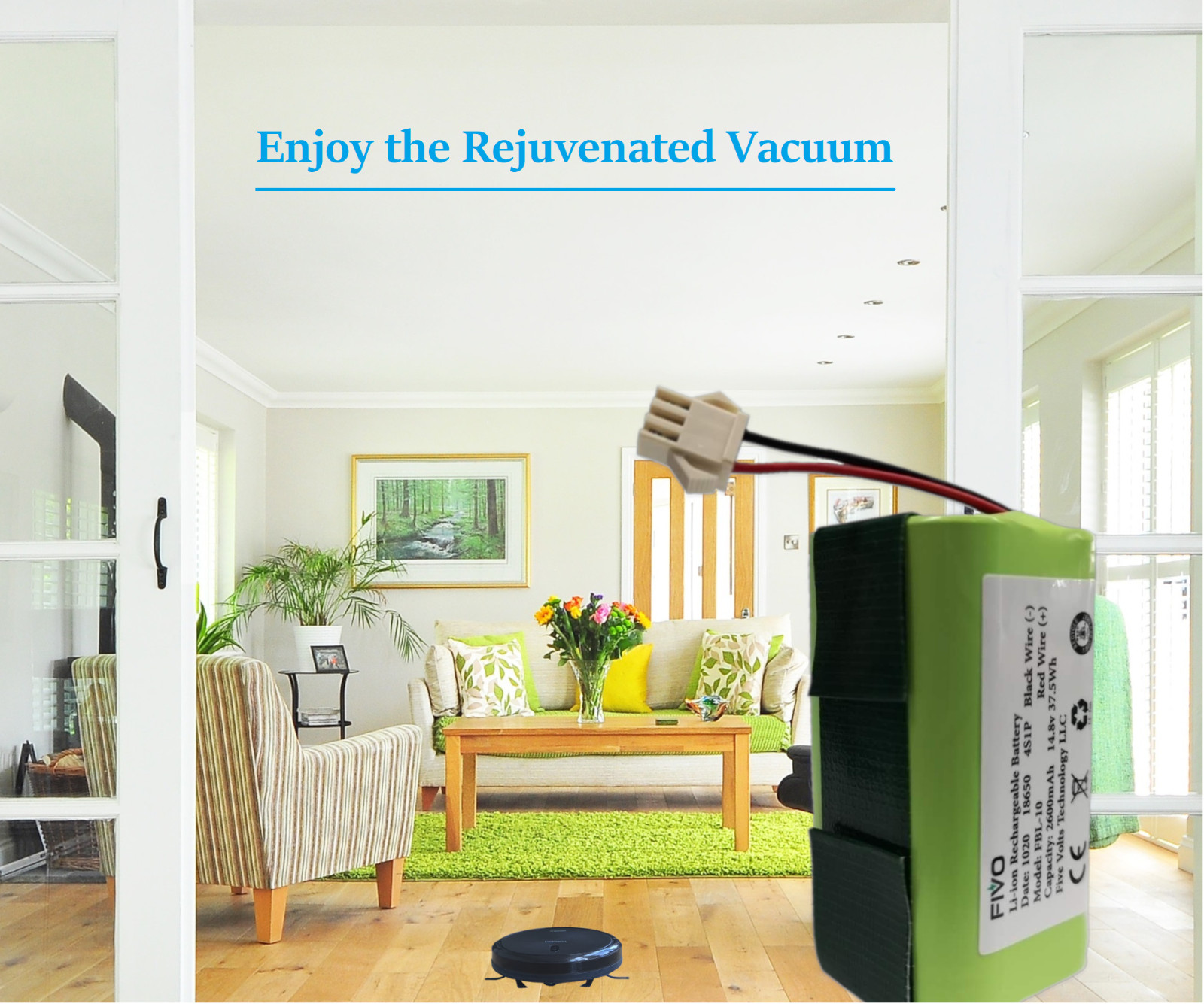 Ecovacs Deebot N79, N79S, N79SE, 500, DN622 replacement battery with 2 Brushes