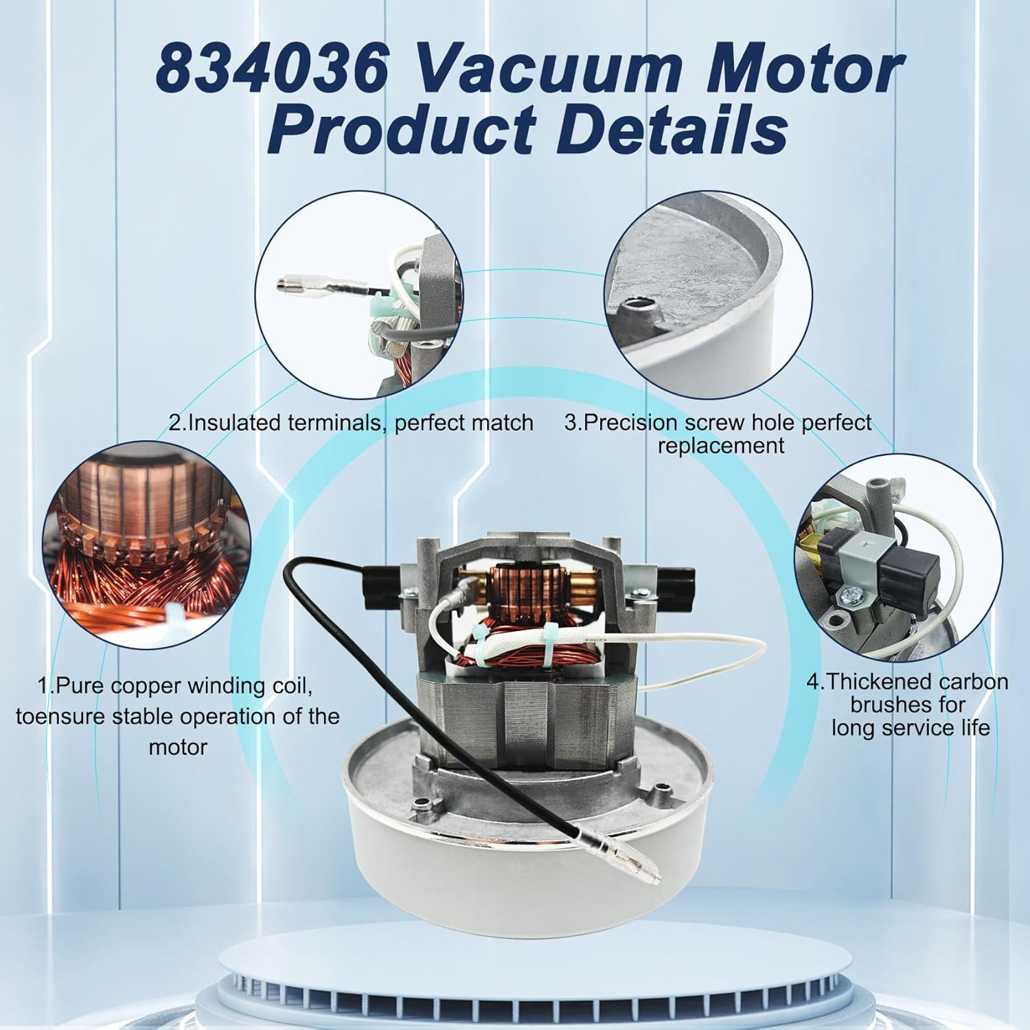 834036 120V Vacuum Motor for Proteam Backpack Shop Vac Motor, for Super Coach Pr