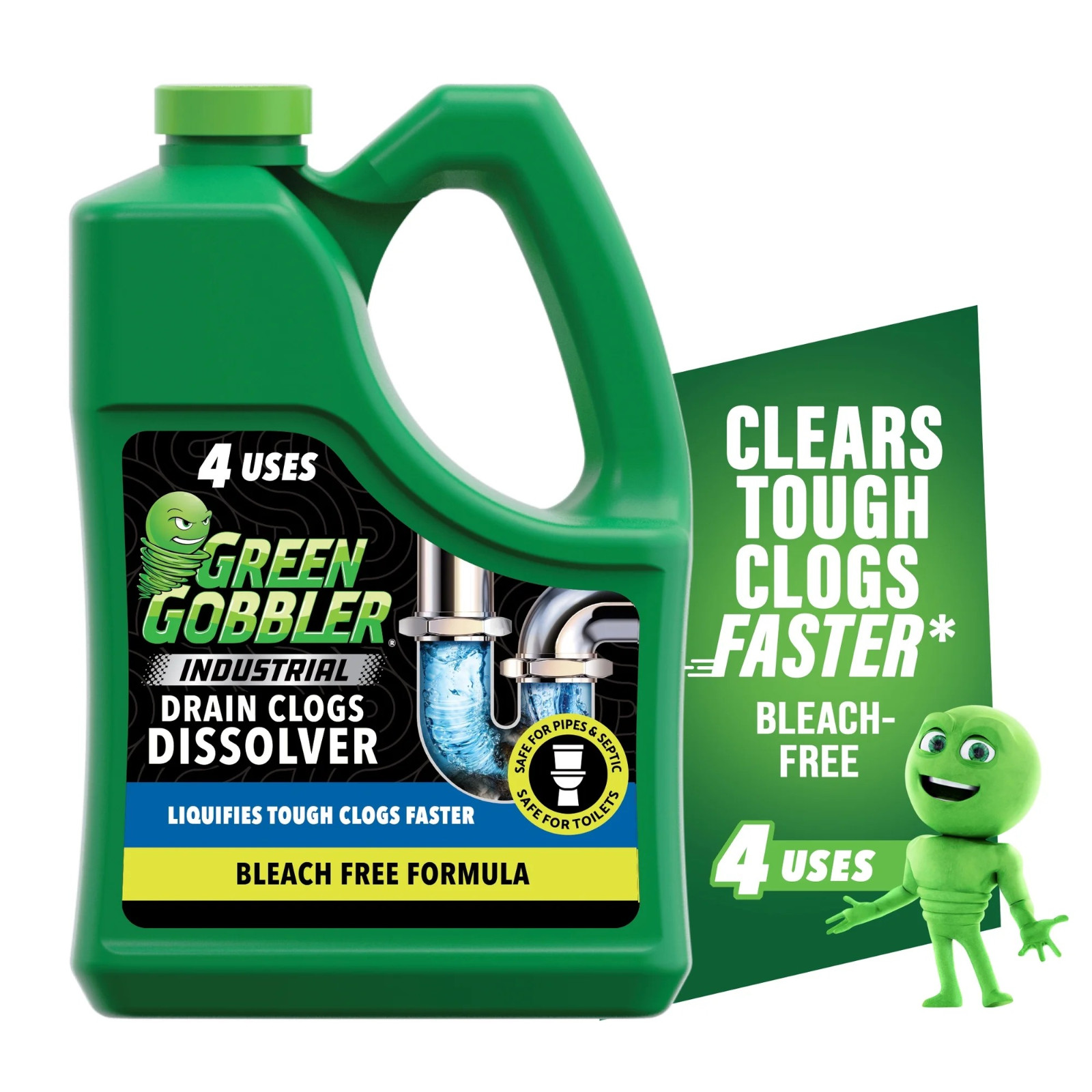 Green Gobbler Industrial Strength Drain Clog Remover & Cleaner Liquid Gel- 64oz.