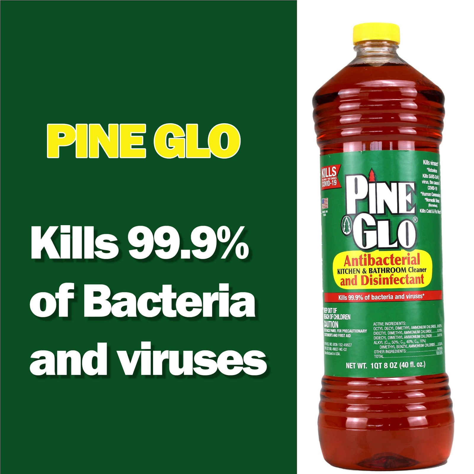 3-Pack Pine Glo All-Purpose Cleaner & Disinfectant 40 oz Each – Kills Germs