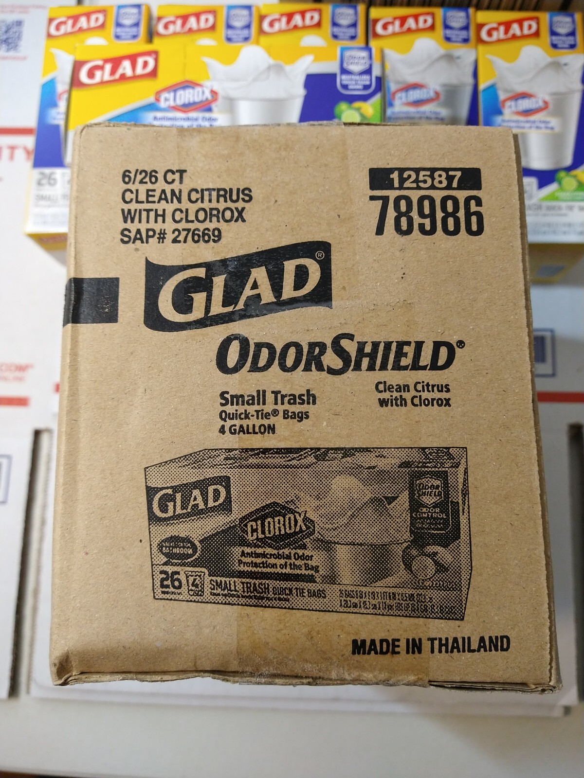 12x Glad OdorShield Small Trash Bags Clean Citrus Scent 4 Gallon 26-Count ea box