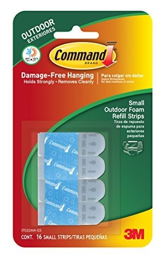 Outdoor Small White Refill Strips, 16 Weather Resistant Strips, Damage Free H…