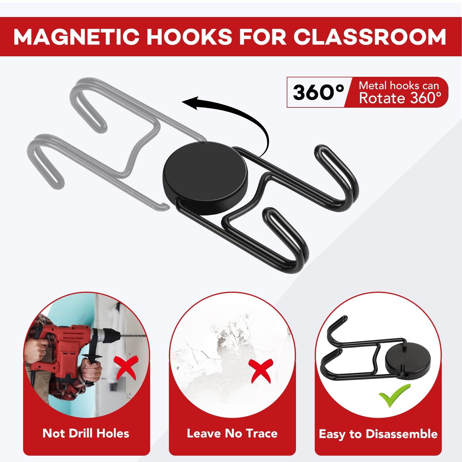 Buelkmag Magnetic Hooks 50Lbs+ 2026 Cruise Essentials 1.0in×2.2in-2, Black