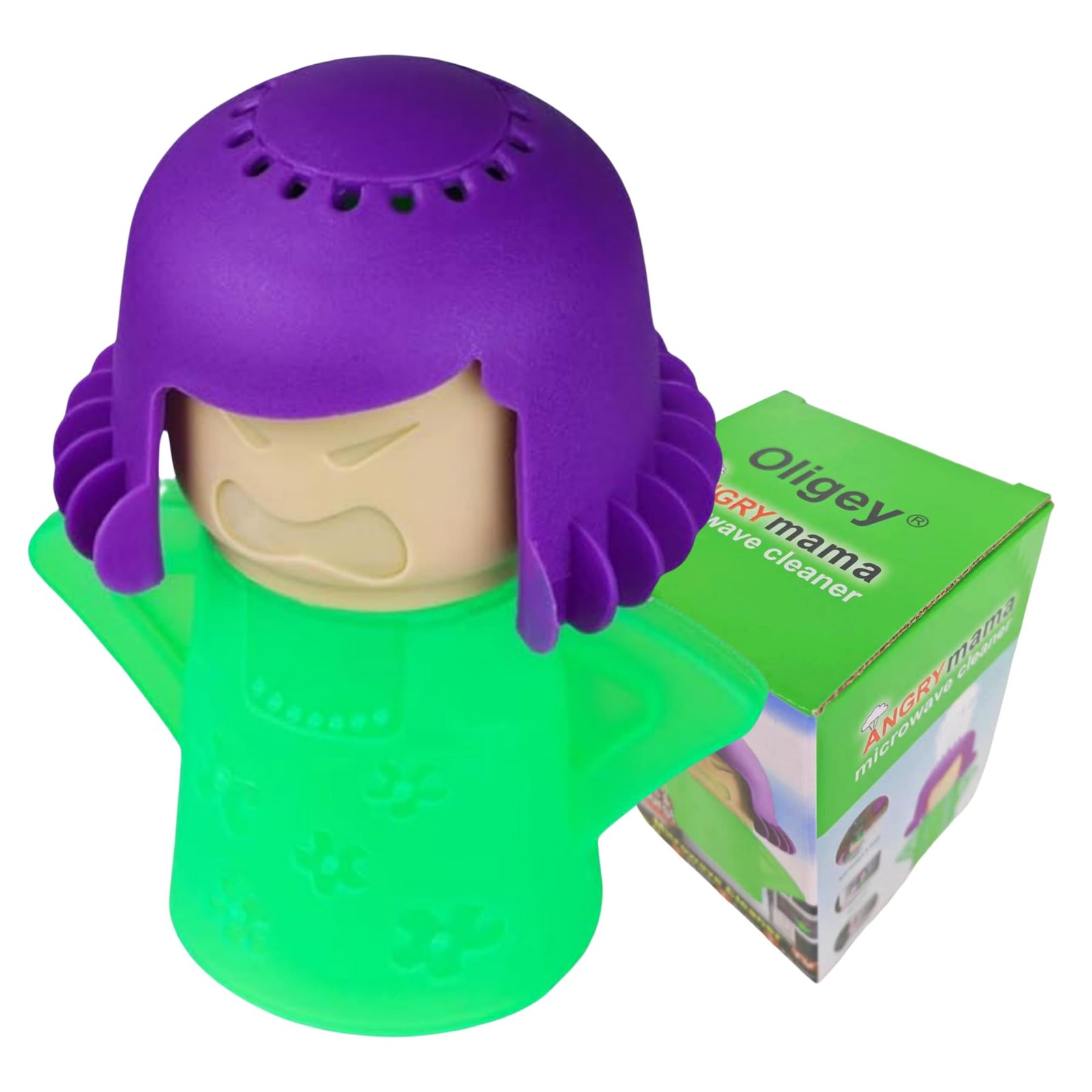Oligey Angry Mama Microwave Steam Cleaner, 1 Count (Pack of 1), Green