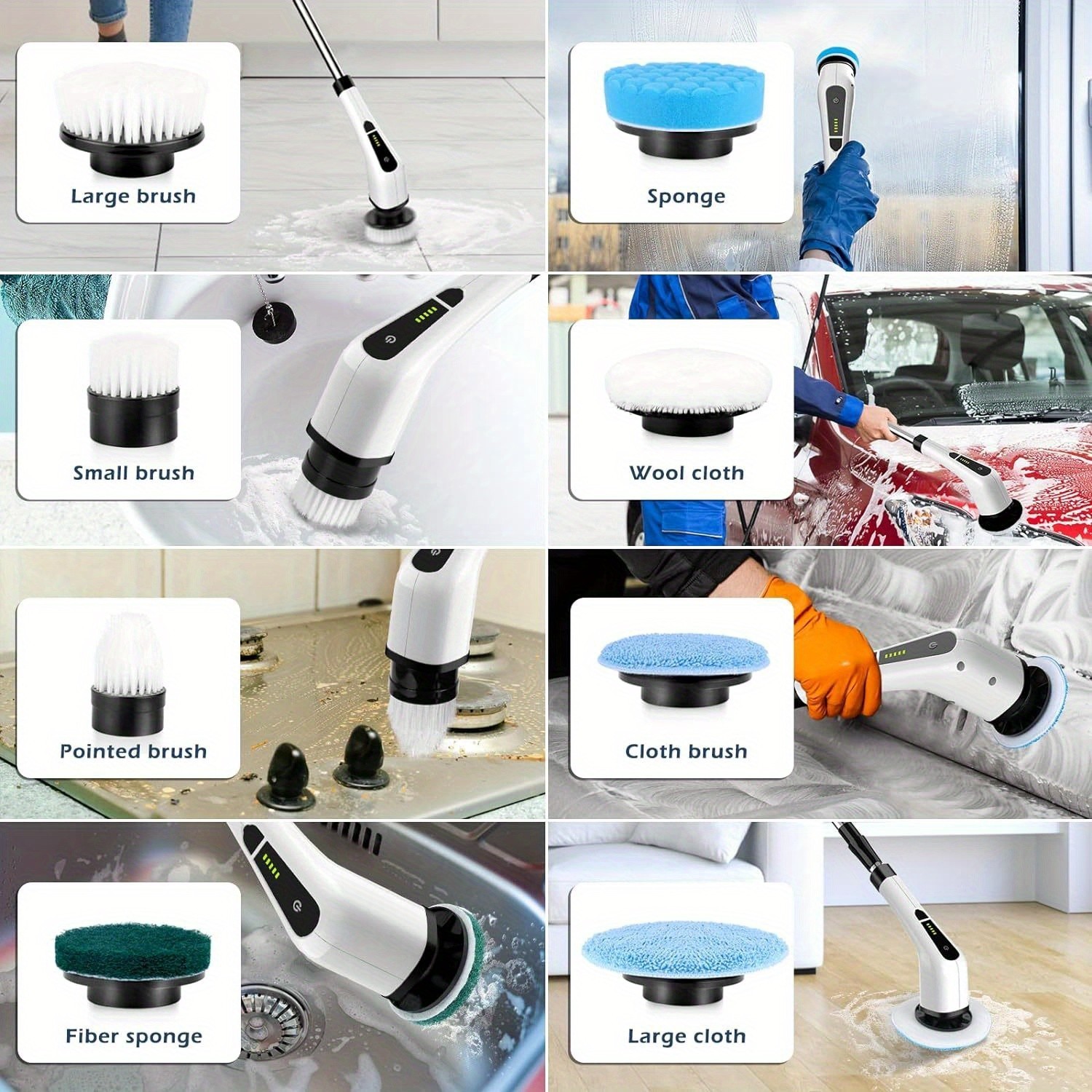 7 Heads Electric Spin Scrubber Cordless Bathtub Power Scrubber Rechargeable US