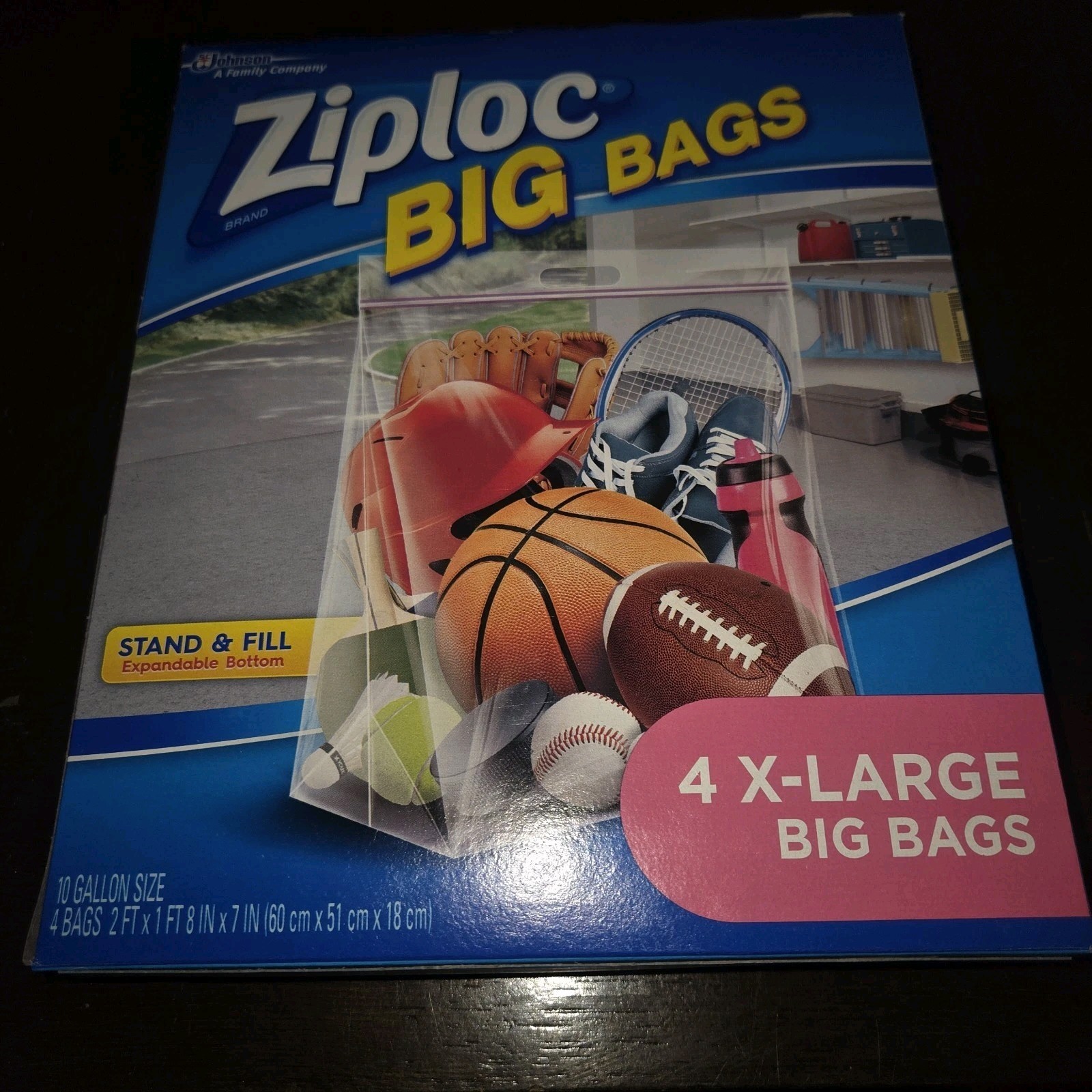 Ziploc Storage Big Bags 4 Count XL 10 Gallon 24”x20”x7” Double Zip New