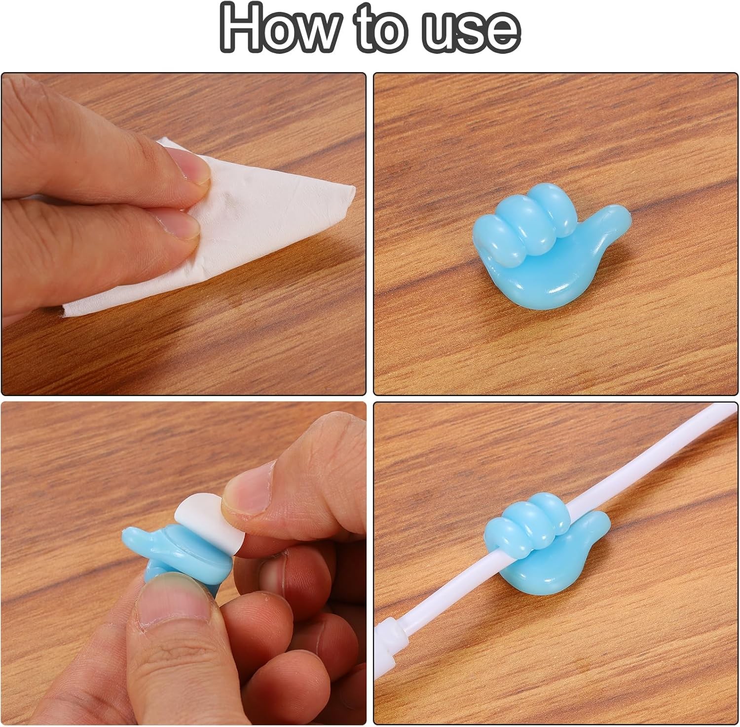 10 Pack Fun Self-Adhesive Silicone Thumb Wall Hooks and Cable Organizers