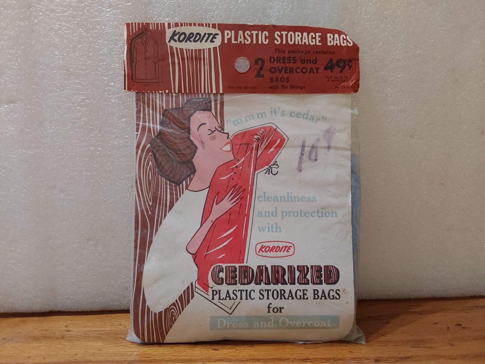 Kordite Cedarized Plastic Storage Bags w Tie Strings 1960s Dress Overcoat 2pc