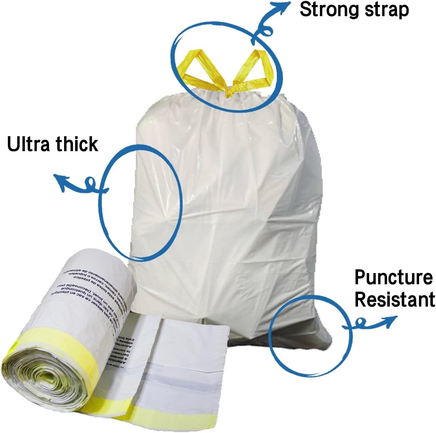 Large Trash Bags, Big Tall Heavy Duty 21 Gallon Drawstring Trash Bags 1.0 MIL 30