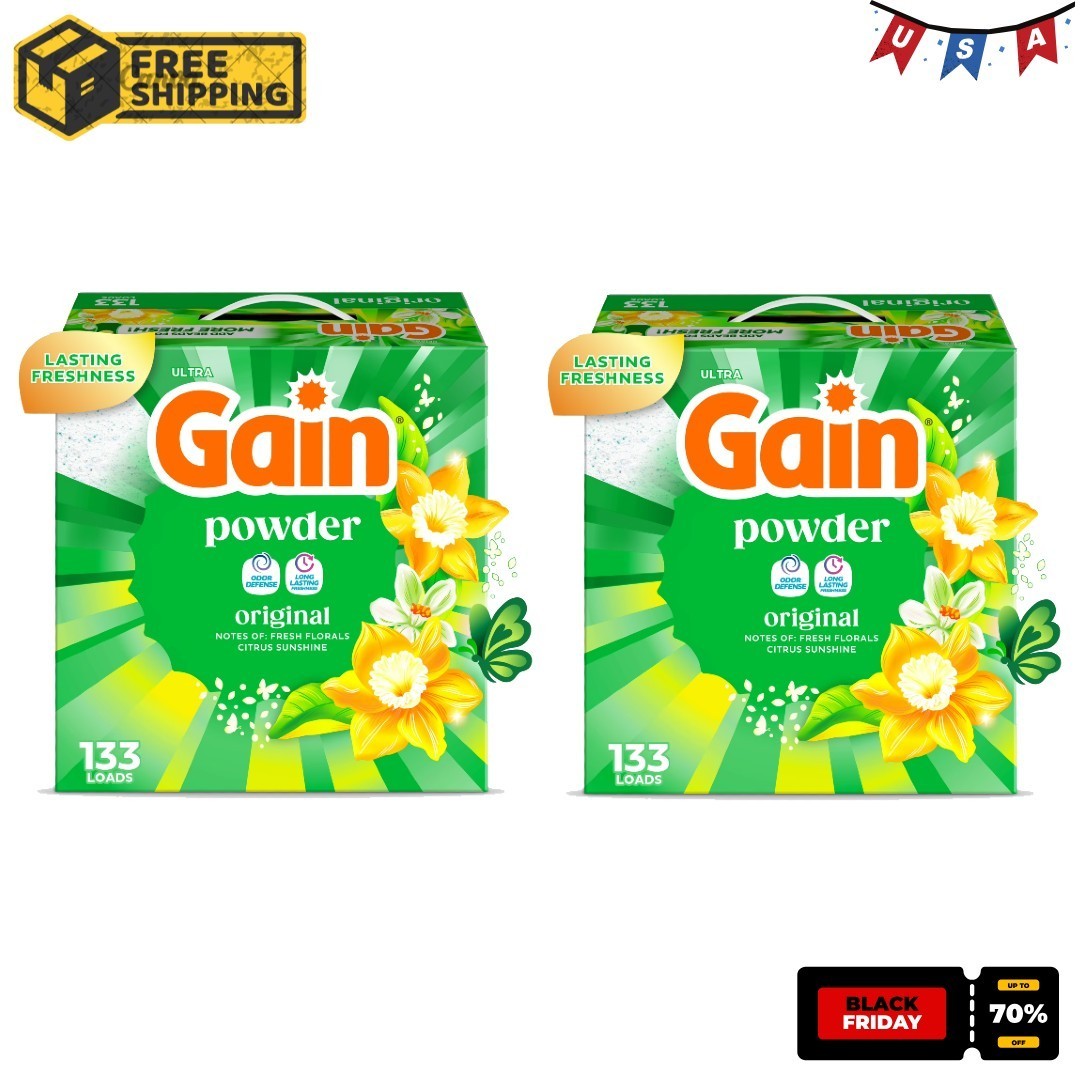 2P Gain Powder Laundry Detergent, Original Scent, 123 oz, 133 Loads