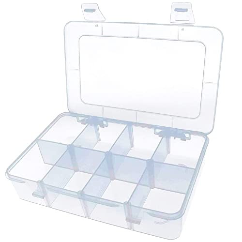8 Grids Clear Plastic Organizer with Adjustable Dividers, 7.9×4.9×1.65 in