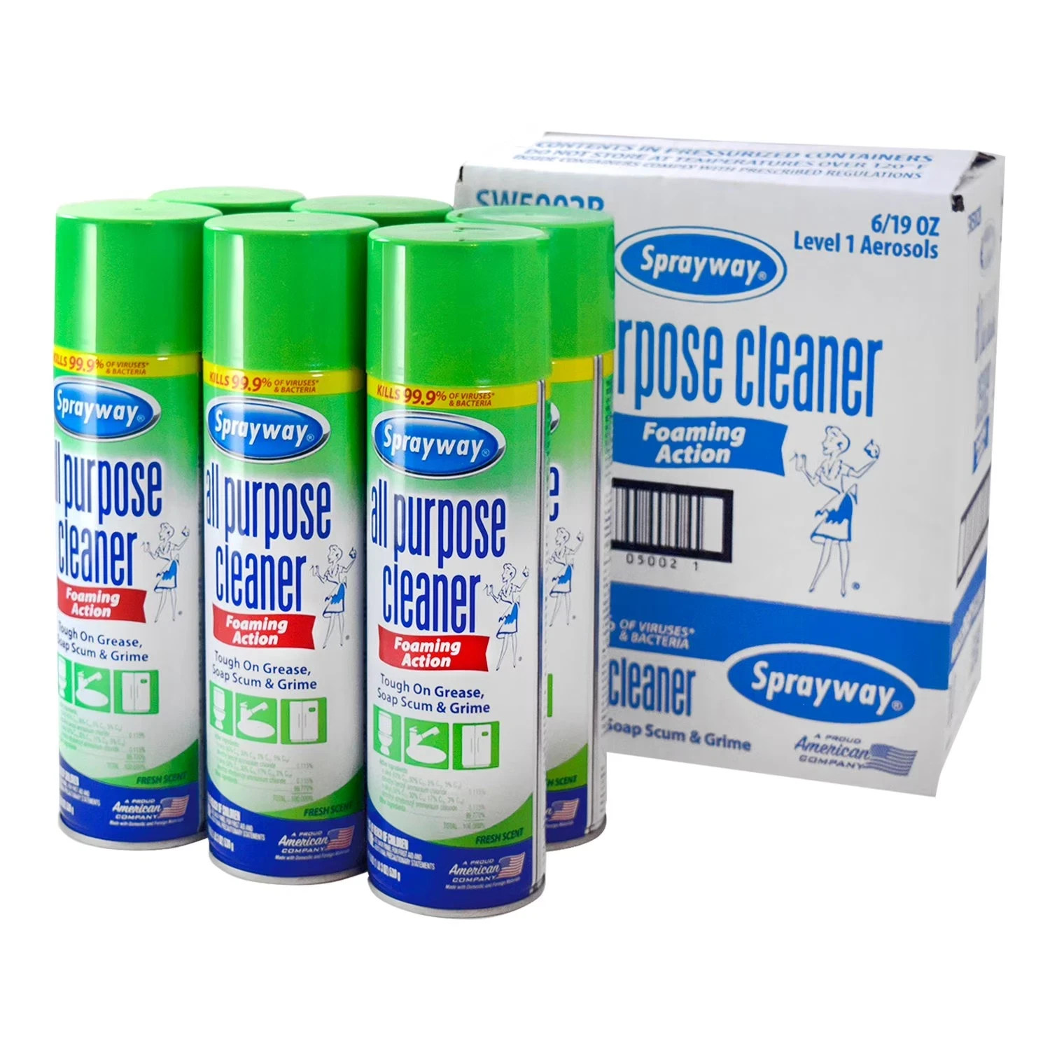 Sprayway All-Purpose Disinfectant Cleaner, 19 oz. cans, Pack of 6 Free Shipping