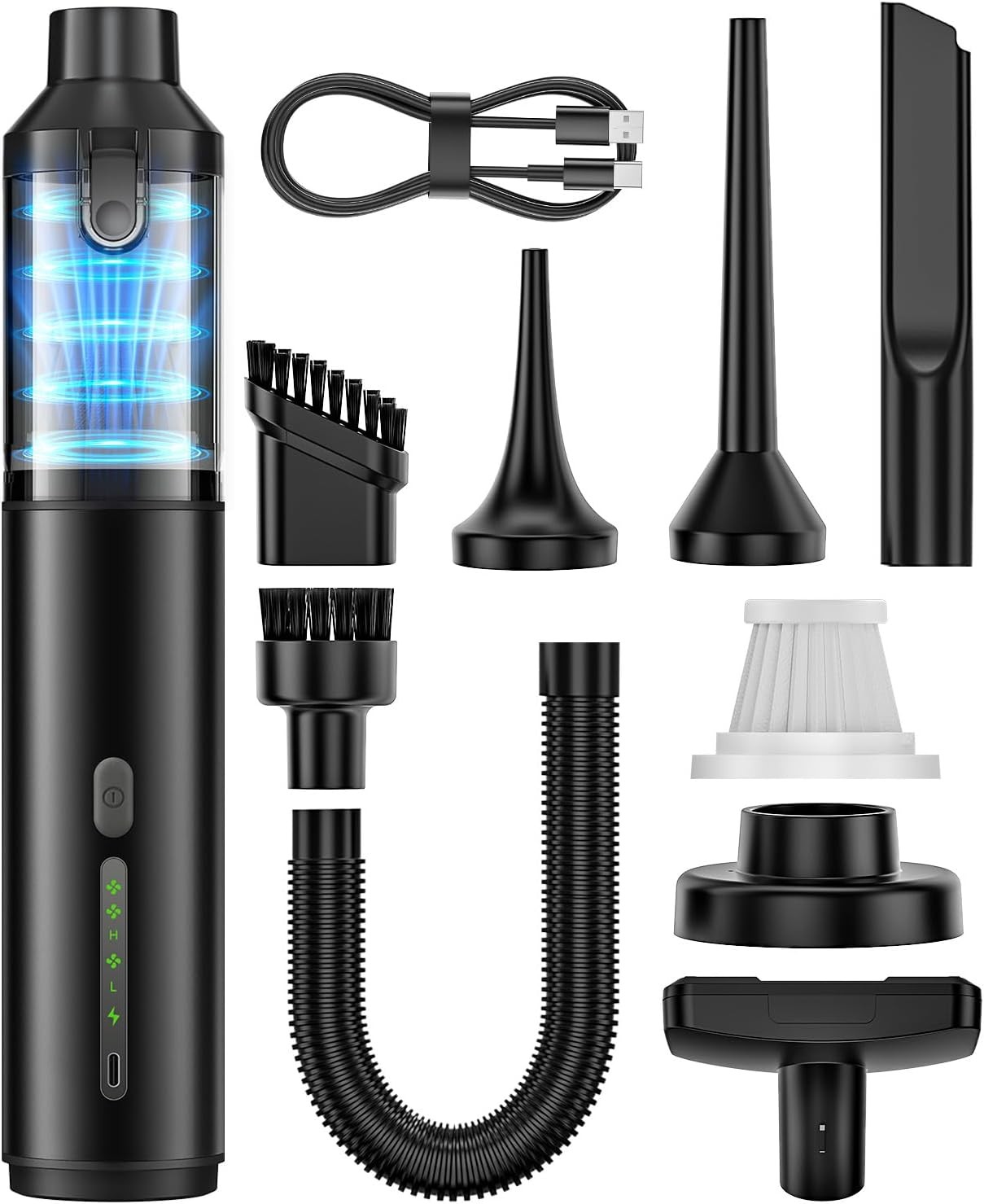 16800PA Car Vacuum Portable Cordless Handheld Cleaner 4-in-1 Blow Inflate 2 Mode