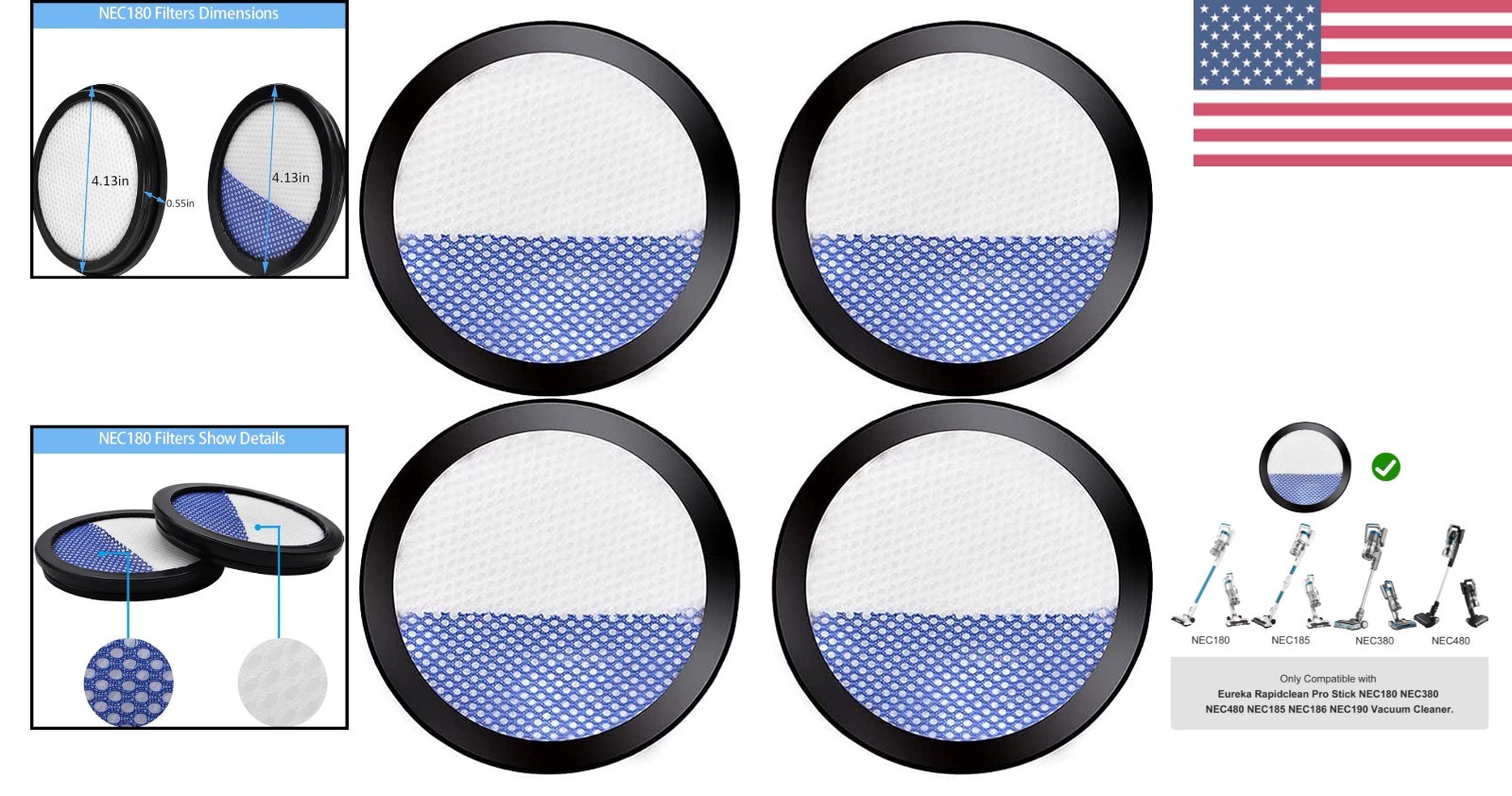 4 Pack Genuine Filters for Eureka Rapidclean Pro Vacuum – Superior Air Quality