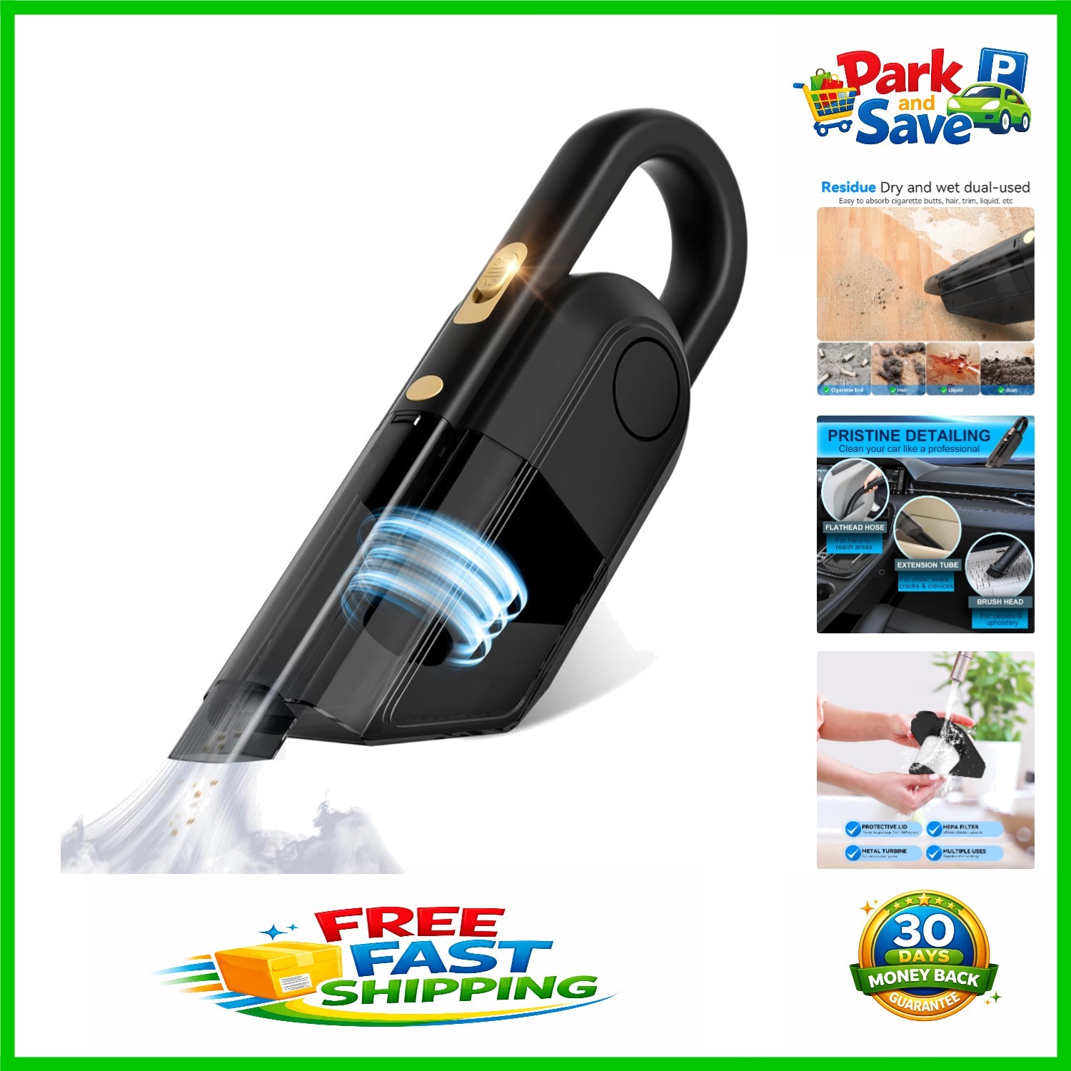 Battery-Powered Portable Car Vacuum 120W – Efficient Wet&Dry Cleaning Solution