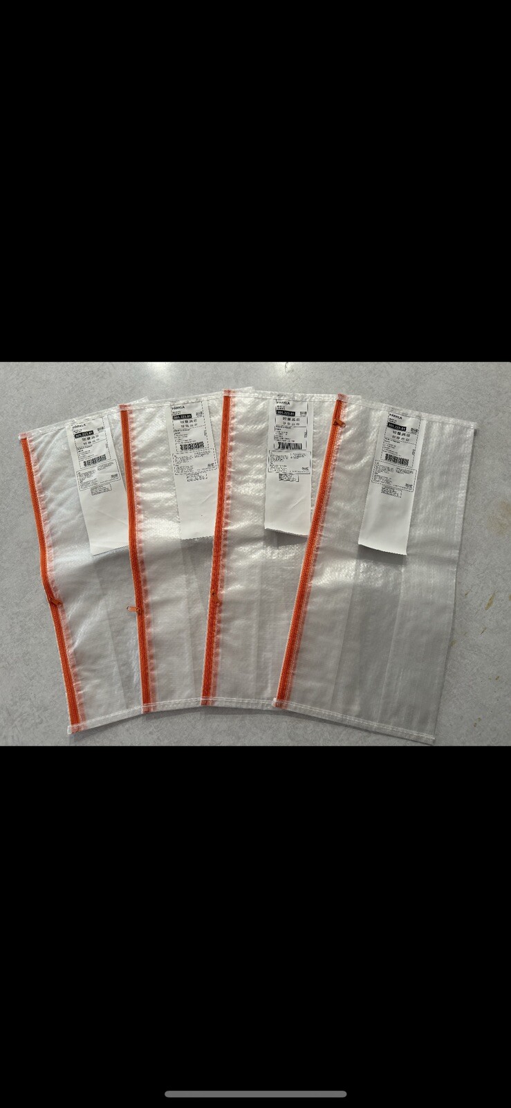 Ikea PARKLA Shoe Storage Bag Zippered – 48cm x 22cm/White/4 Pack