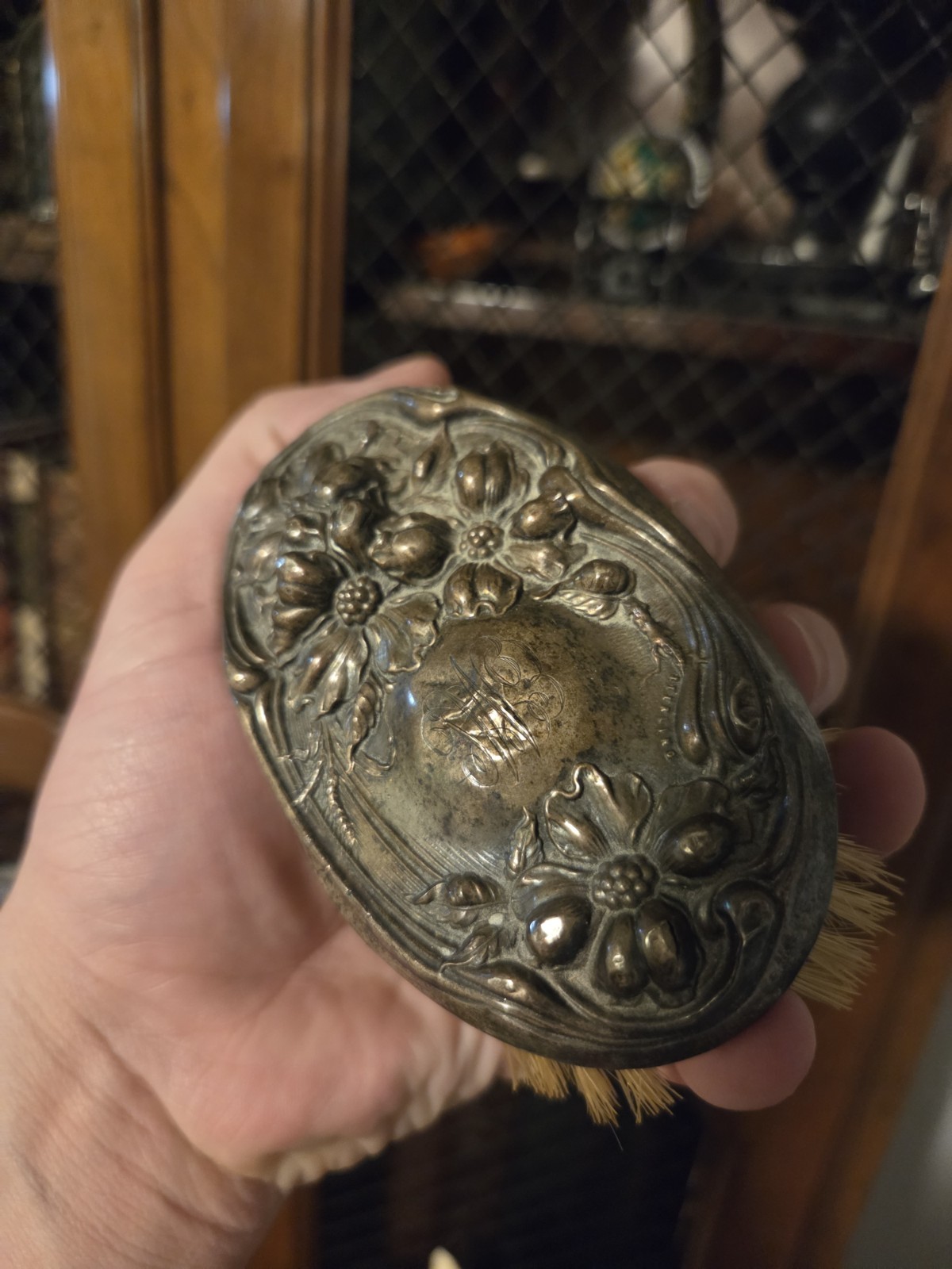 Vintage Silverplate clothes brush with an Art Nouveau design
