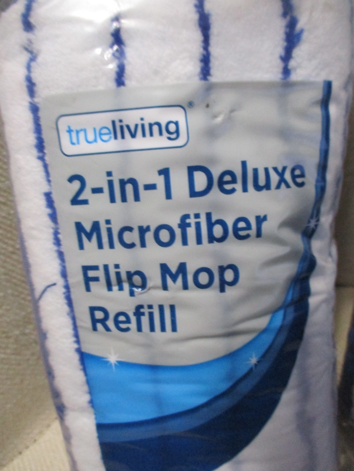 2 Pack True Living 2-in-1 Microfiber Flip Mop Refill New