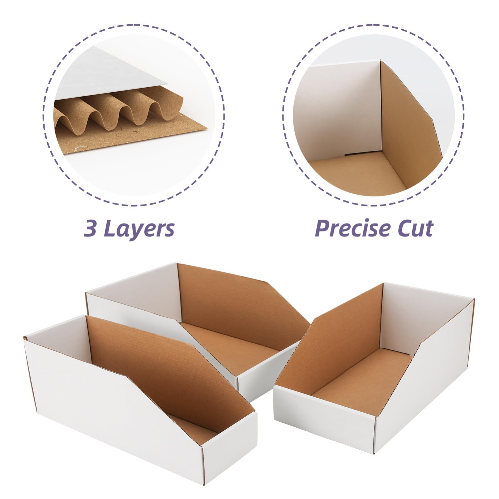 Assorted Cardboard Storage Bins – 35 Pack, Mixed Sizes for Pantry, Office, Garag