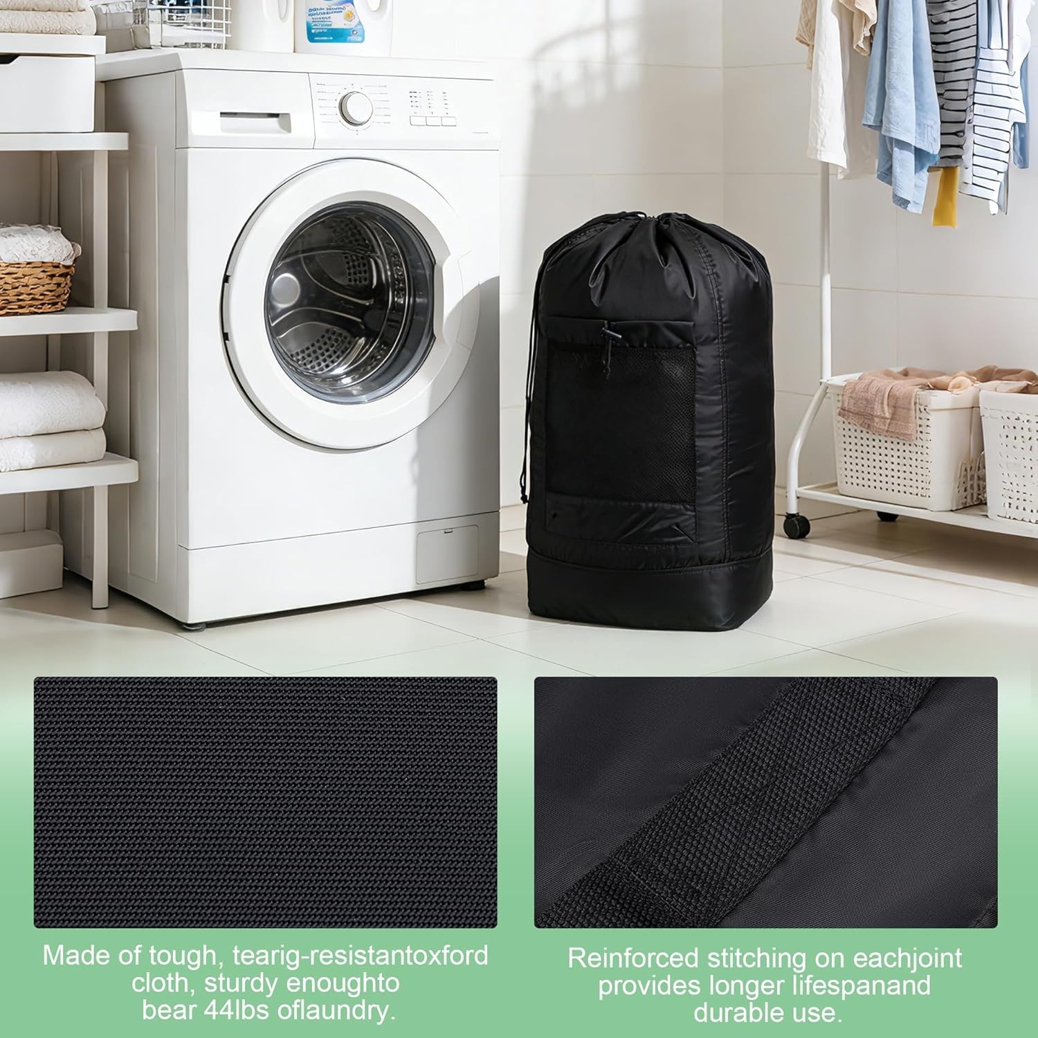 Extra Large Laundry Bag Backpack Heavy Duty Washing Clothes Drawstring 13×29″
