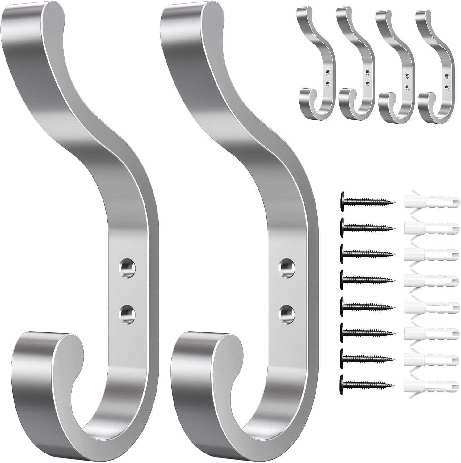 6-Pack Heavy Duty Wall Hooks – Hold 30LB for Backpacks, Towels, Coats, Keys,