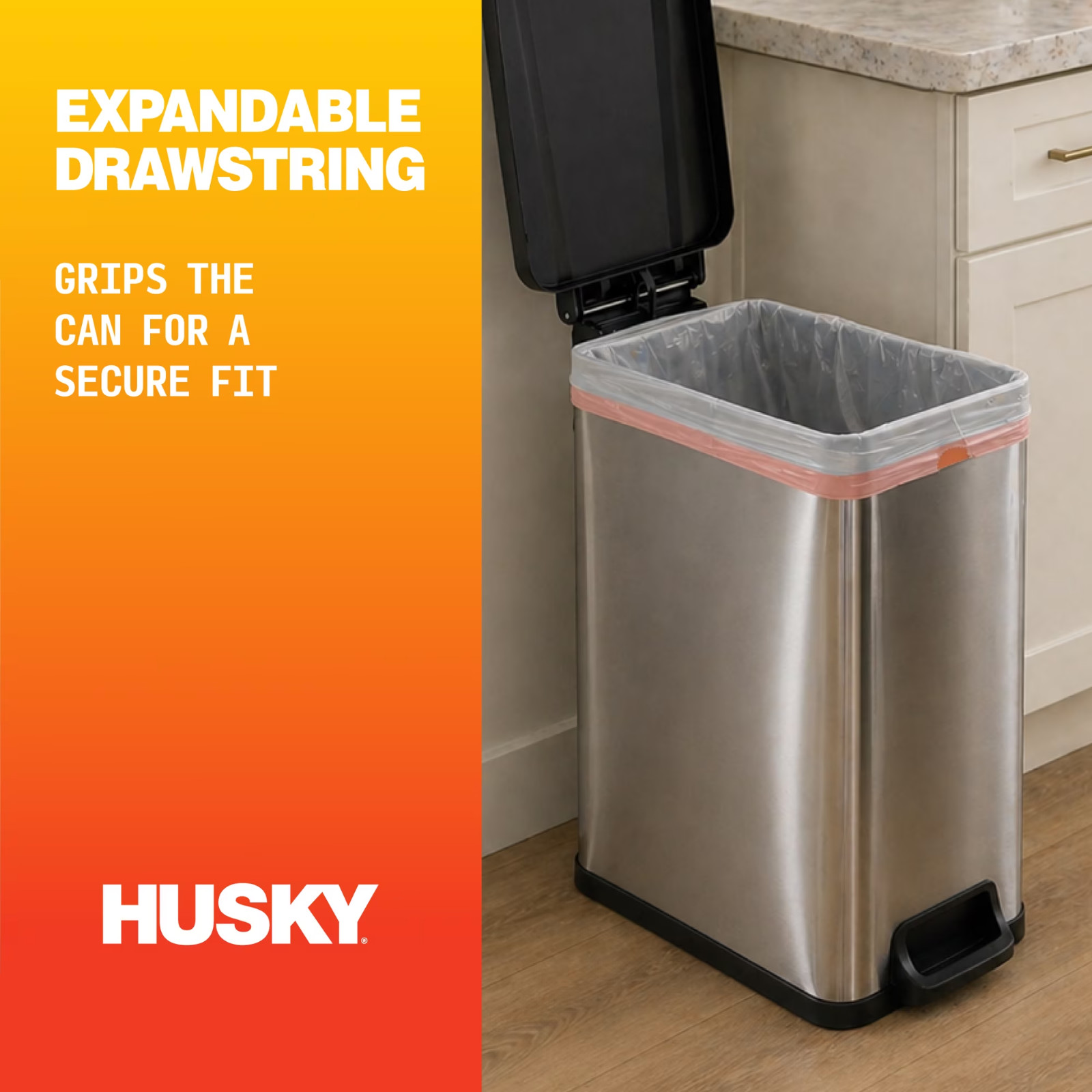 Husky 13 Gallon Tall Kitchen Drawstring Bags, 120 Bags New