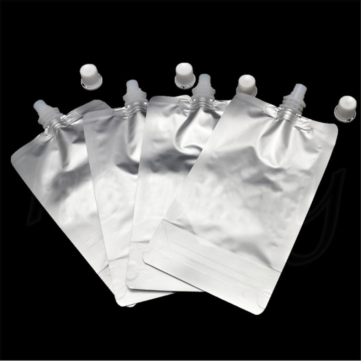 150~500ml Foil Spout Bag Stand Up Pouches Liquid Bag Flask Pouch With Cap Silver