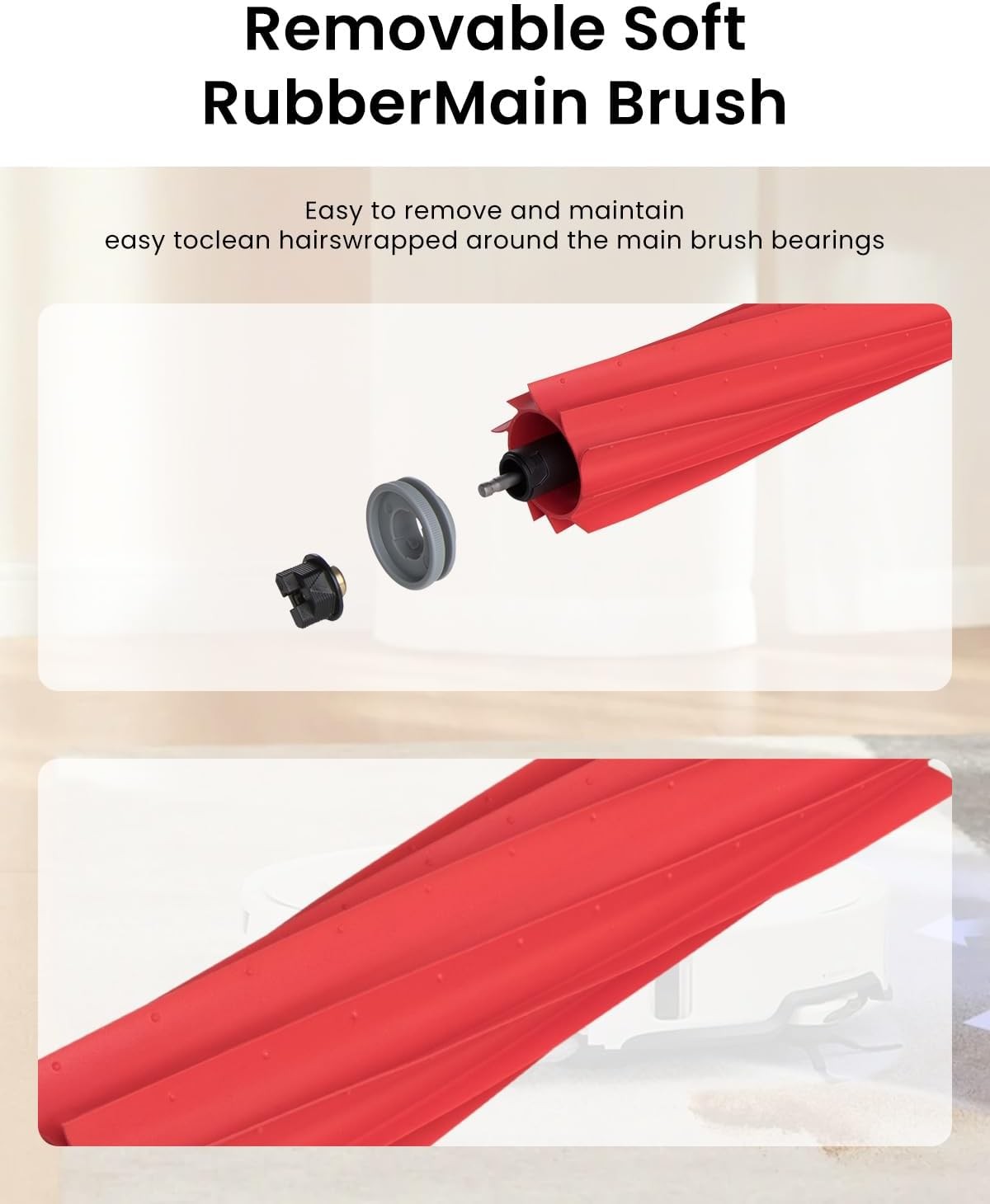 Rubber Main Brush for Roborock Q Revo Series S7 Max Ultra S7 S7 S7 MaxV S7 MaxV