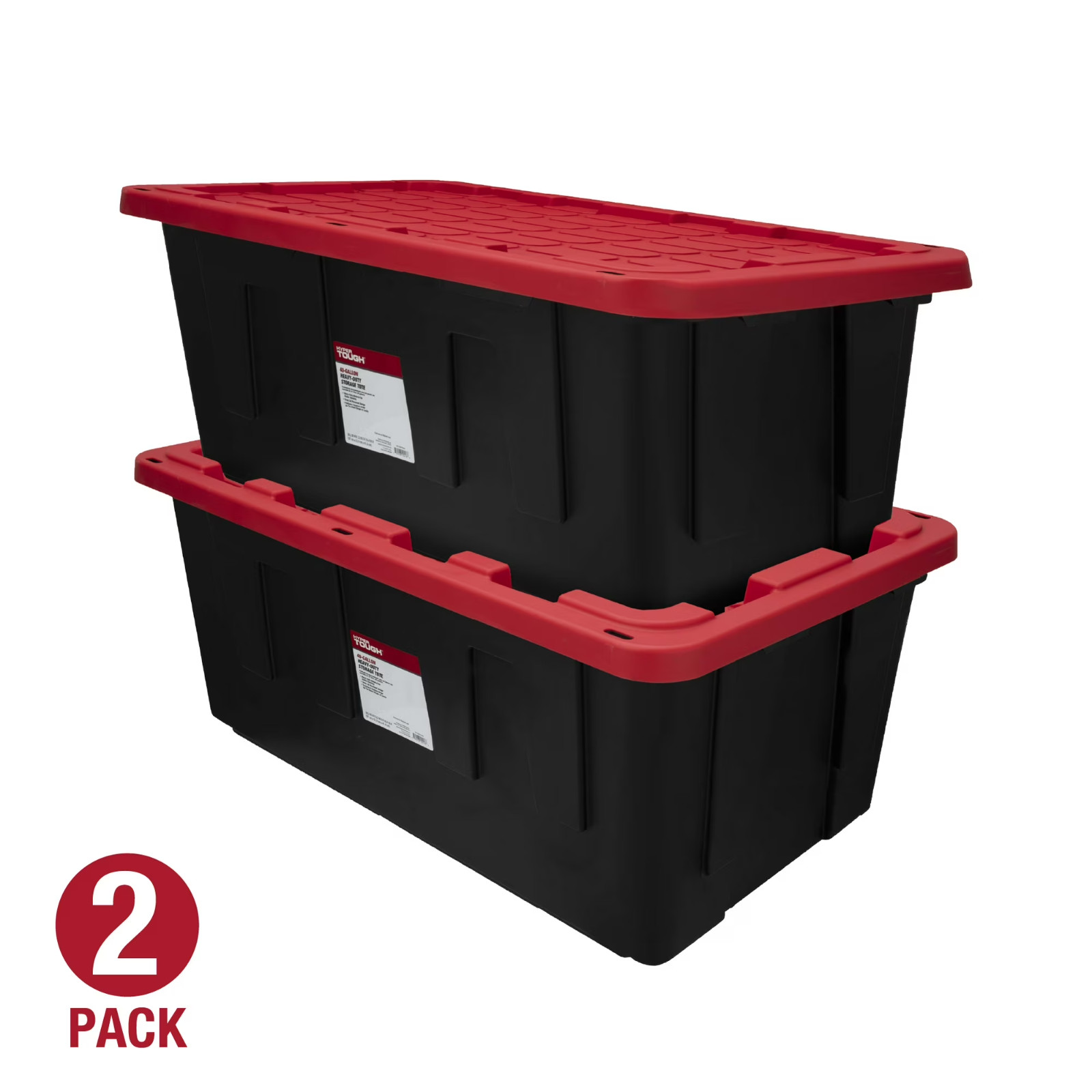 2-Pack Hyper Tough 40 Gallon Extra Large Storage Bin Snap Lid Plastic Tote Box