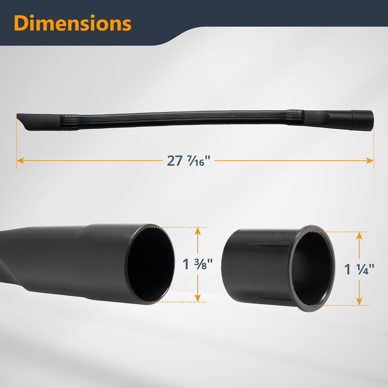 Flexible Vacuum Crevice Tool with 1-1/4″ to 1-3/8″ adapter (32mm to 35mm)