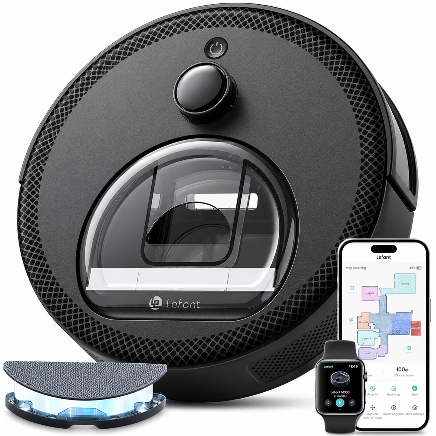 M330 Robot Vacuum & Mop with LiDAR Navigation, Obstacle Avoidance, 450ml Bin