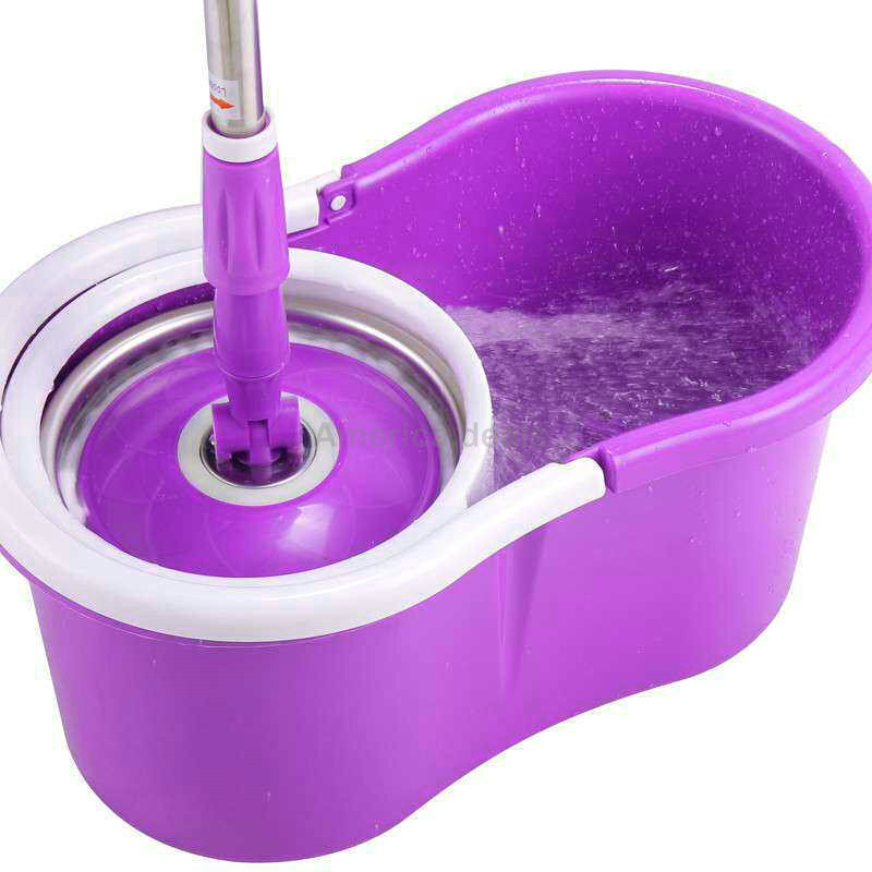 Mop Bucket Set Rolling Spin + 2x Easywring Microfiber Mop Head Replacement