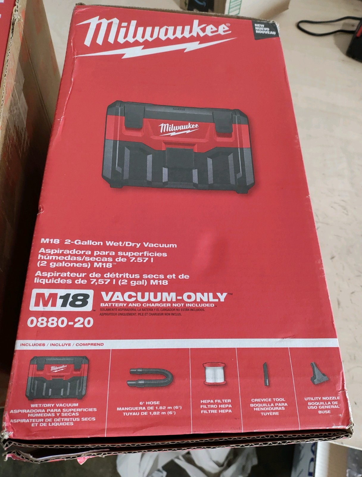 Milwaukee 0880-20 M18 Cordless 2-Gallon Wet/Dry Vacuum HEPA Filter (Bare Tool)