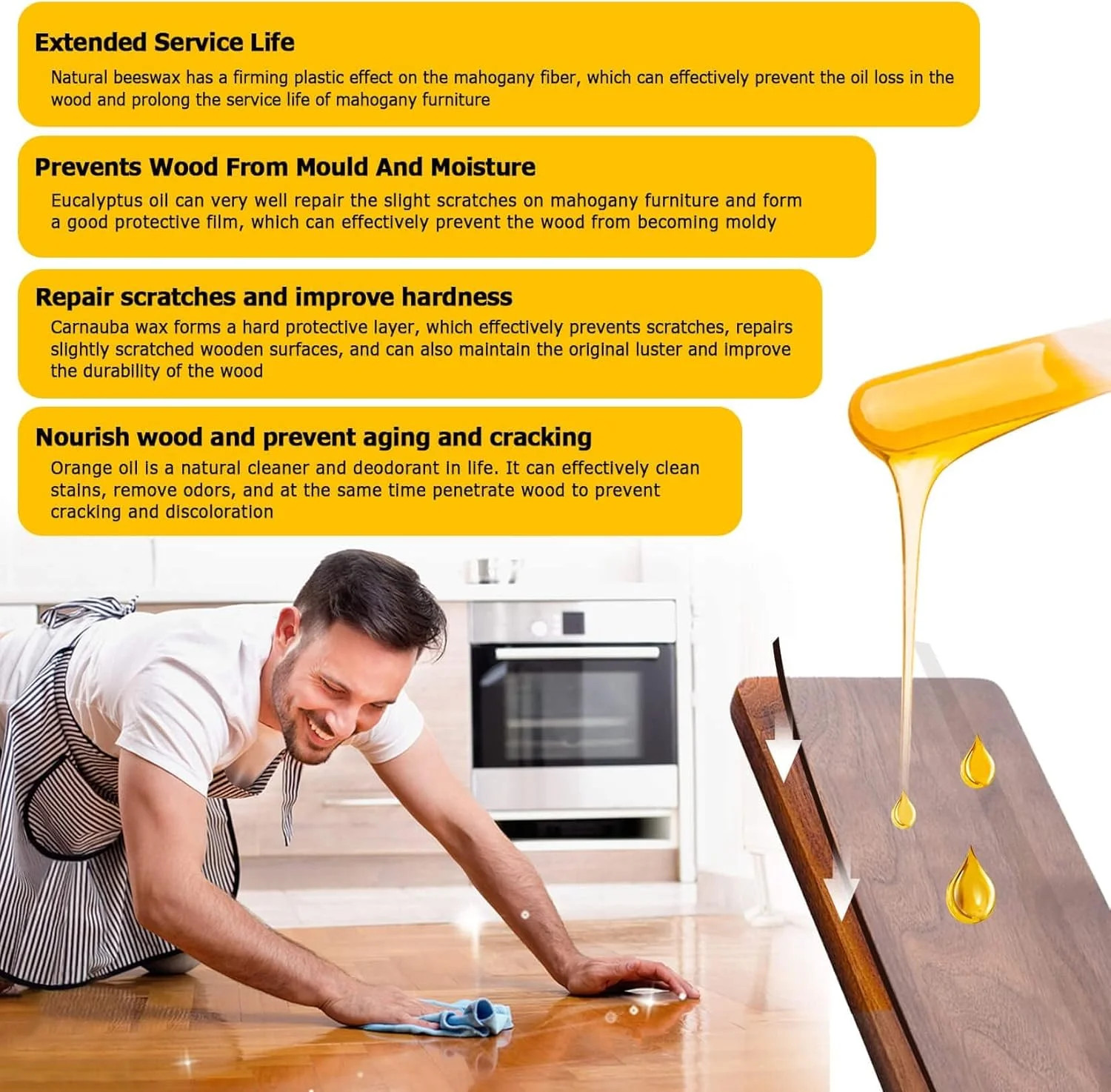 CARGEN Beeswax Furniture Polish, Wood Seasoning Beeswax for Furniture Wood Polis