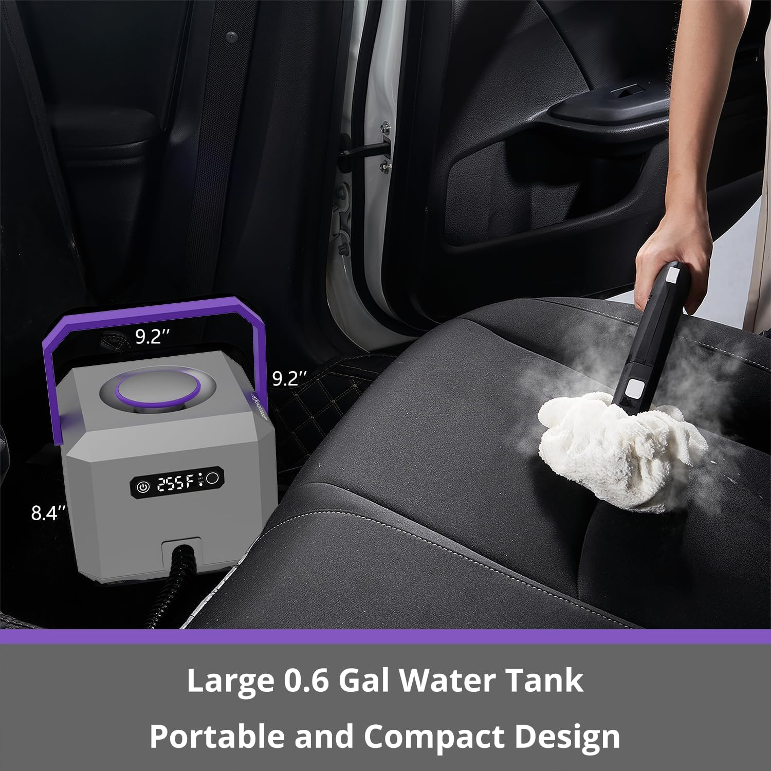 Steam Cleaner: 1650W, Fast 50-Sec Heat-Up Refill Anytime-No Cooling-Detachable H