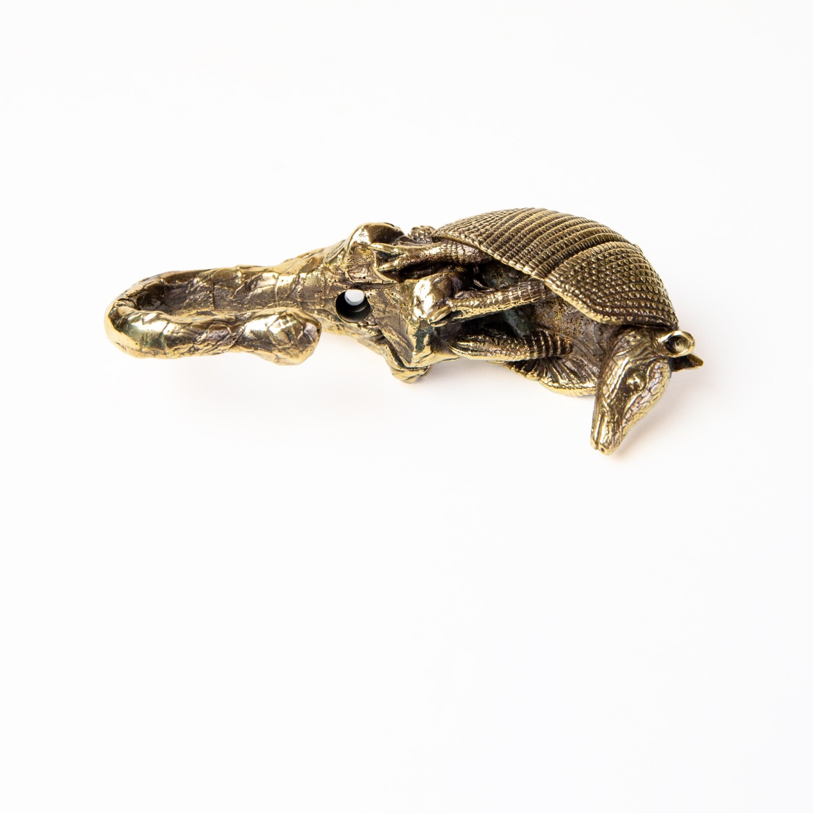Armadillo, brass large hook, exquisite details. Perfect for clothes, towels, hat
