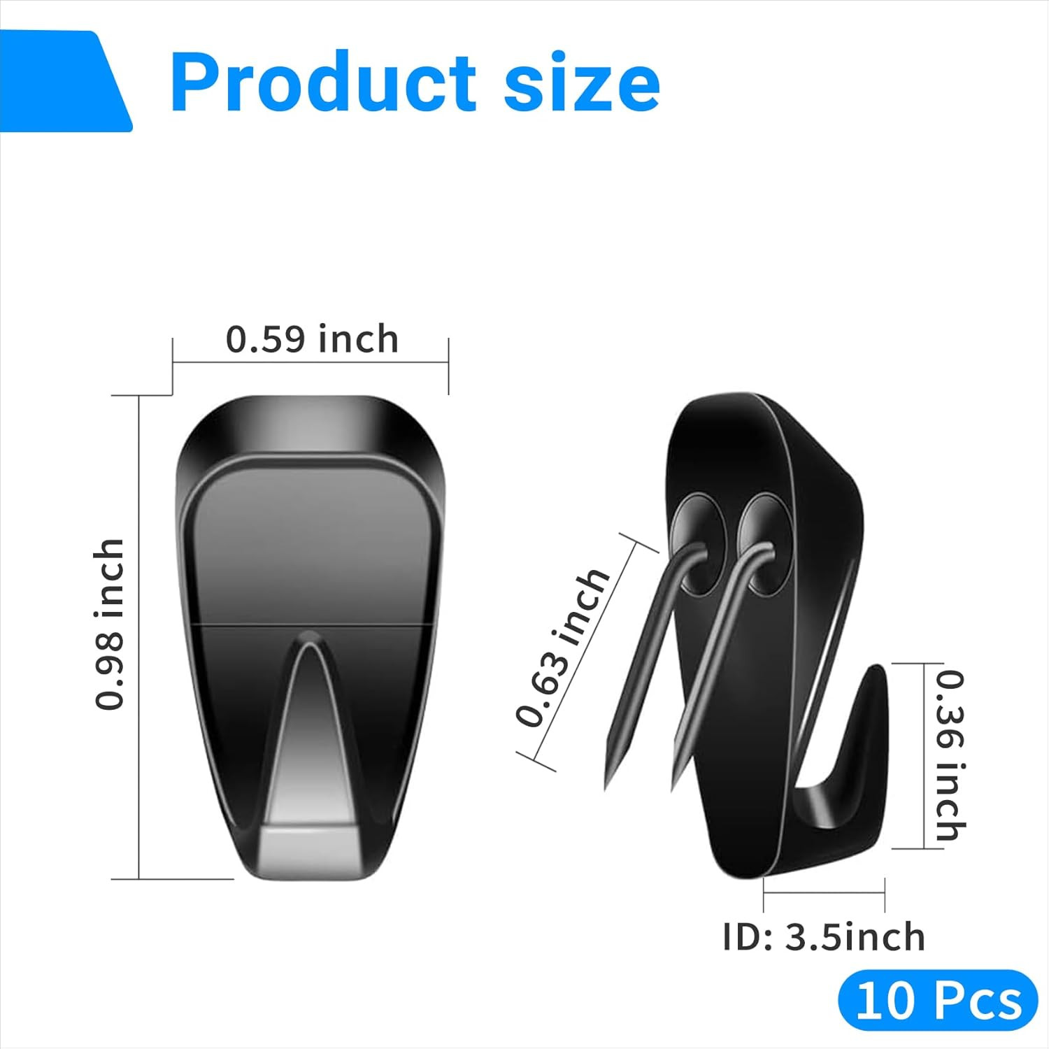 10-Pack Cubicle Hooks for Fabric Panels – Supports Up to 40 lbs (Black)