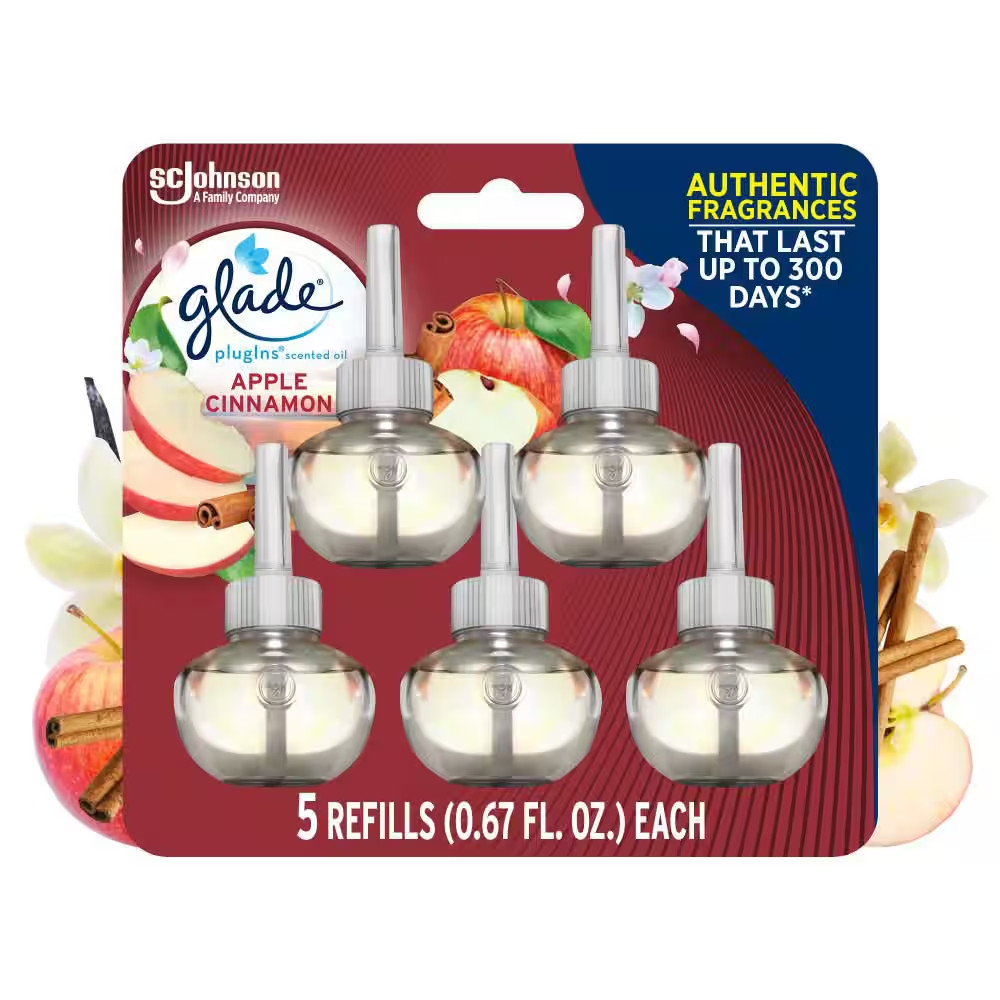 3.35 Fl. Oz. Apple Cinnamon Scented Oil Plug-In Air Freshener Refill (5-Count)