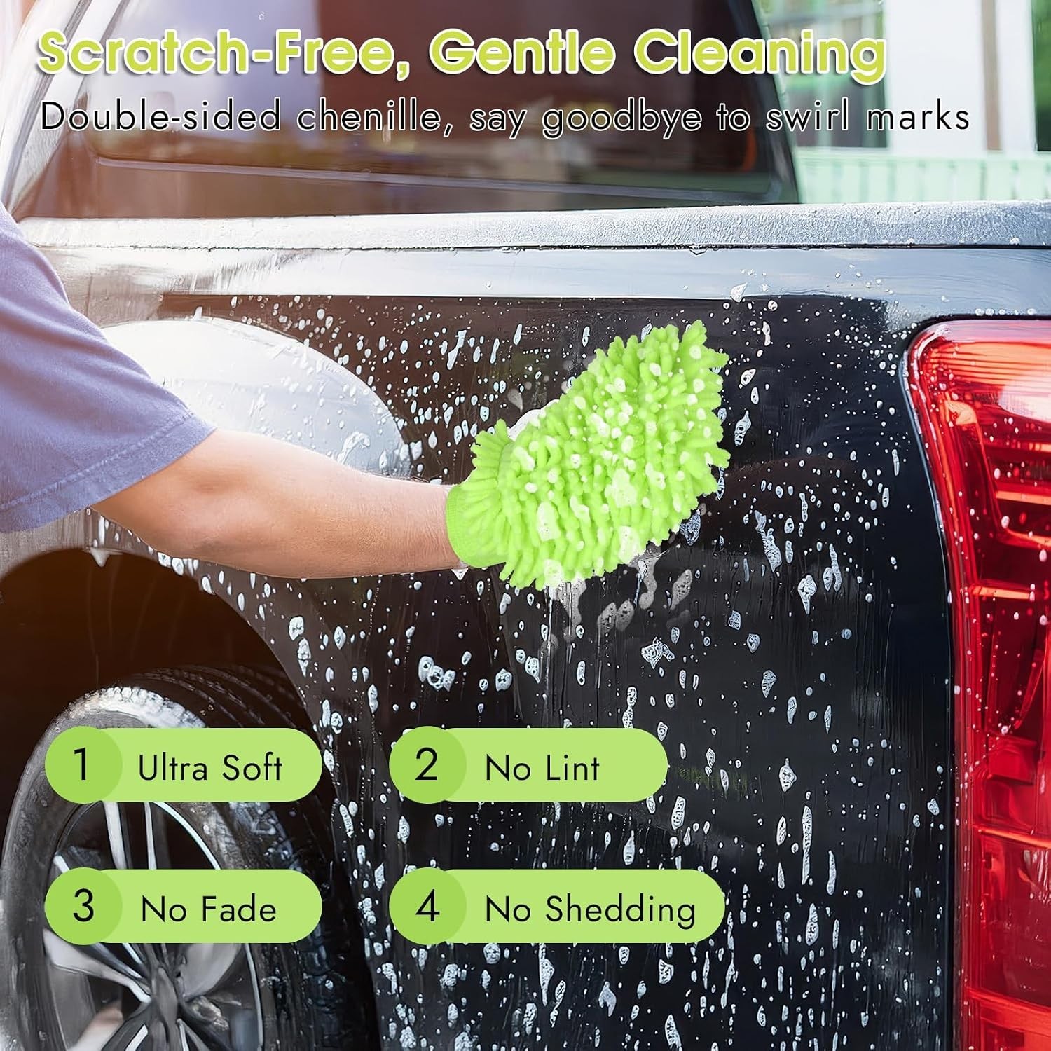 3 Pack Microfiber Car Wash Gloves Highly Absorbent Scratch Free Wash Mitts