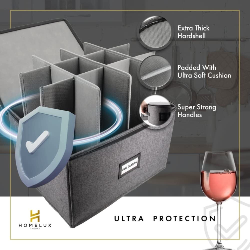 HOMELUX THEORY Mug Storage Box with Dividers Hard 8. Storage, Dark Gray
