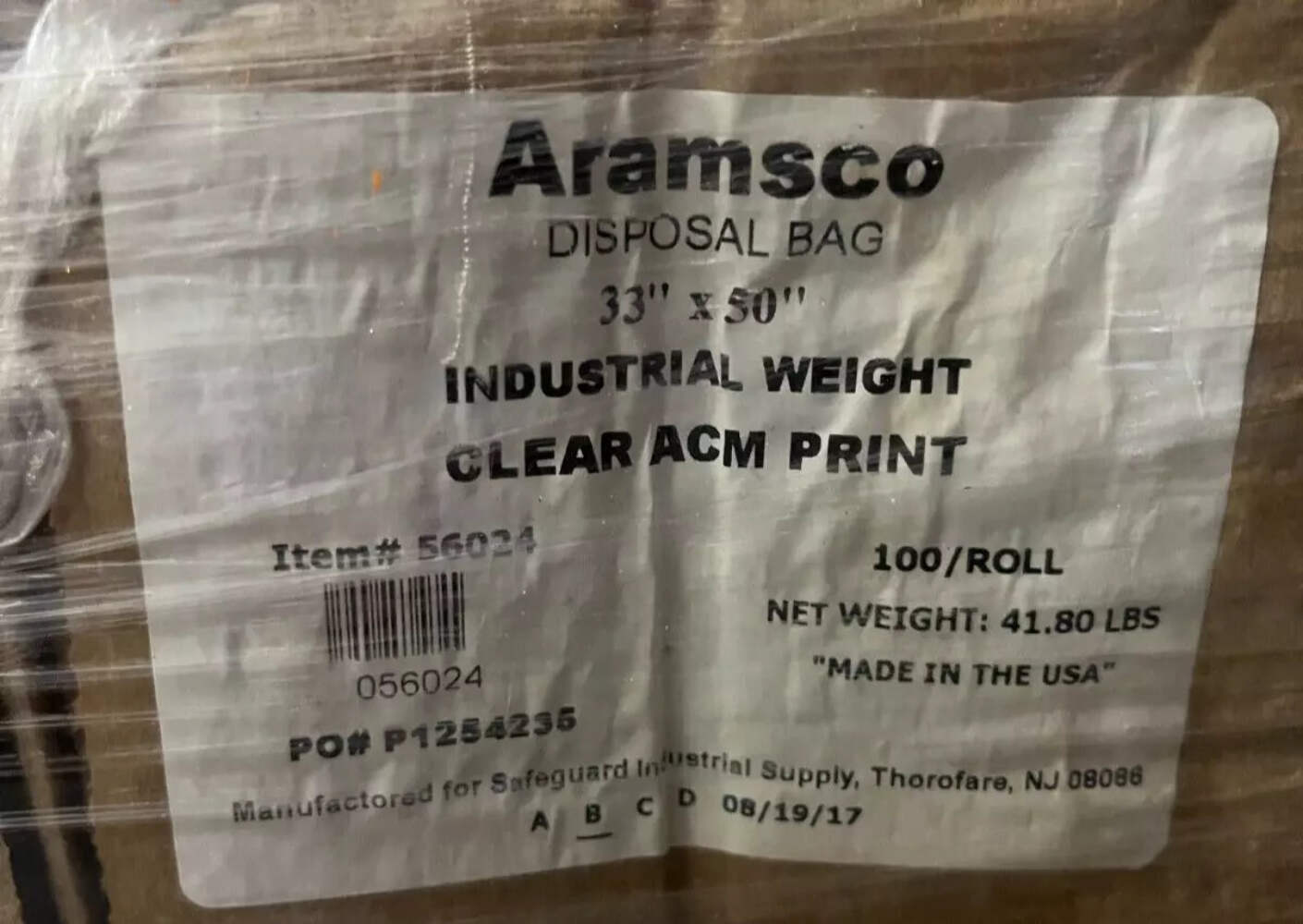 Aramsco Clear Printed Contractor Disposal Bags, 33″ x 50″, 3.8 Mil, Perforated